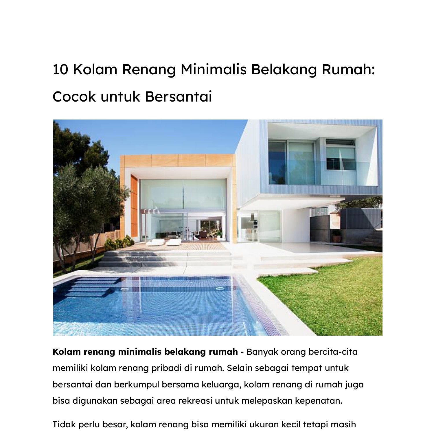 Kolam Renang Minimalis Belakang Rumah Cocok Untuk Bersantai Pdf Docdroid