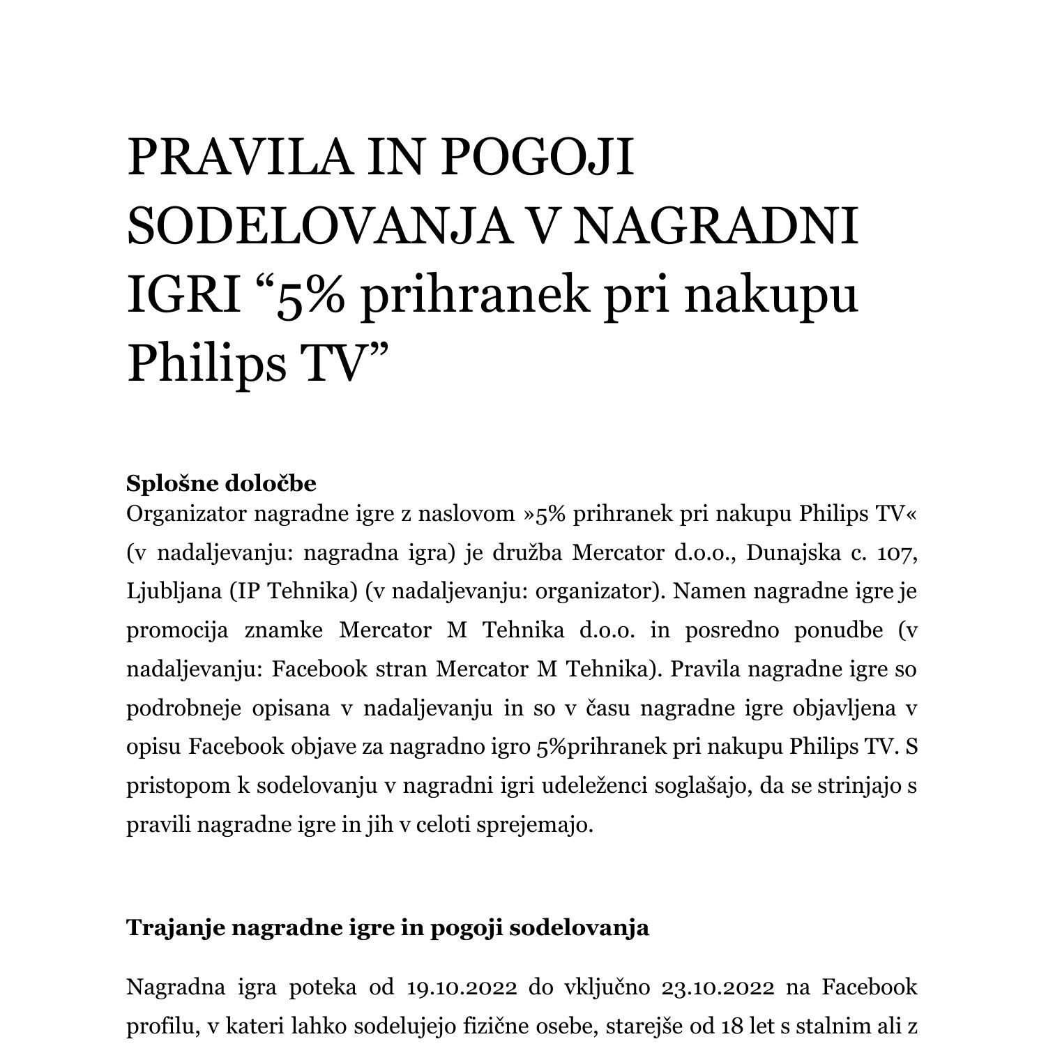 Pravila In Pogoji Sodelovanja V Nagradni Igri Prihranek Pri Nakupu