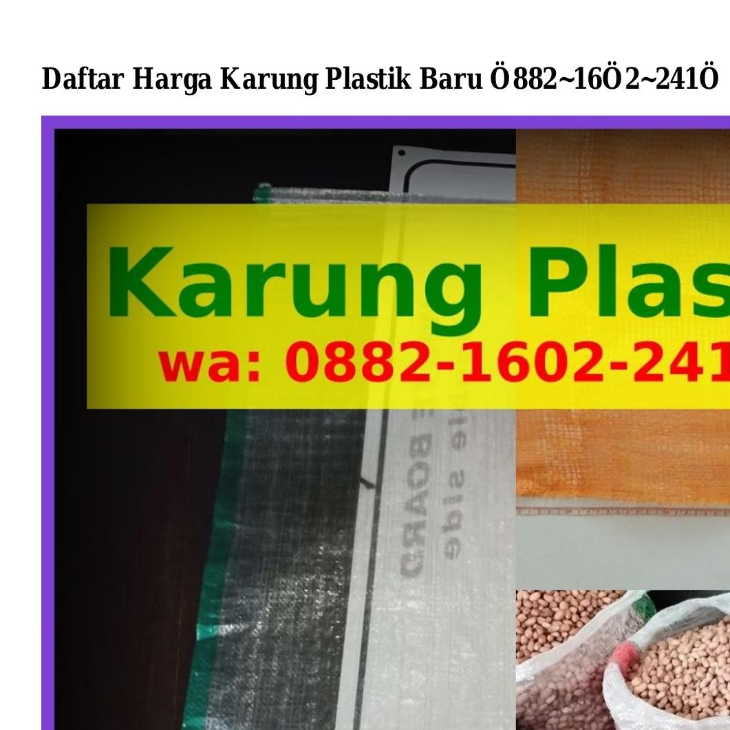 Daftar Harga Karung Plastik Baru Pdf Docdroid