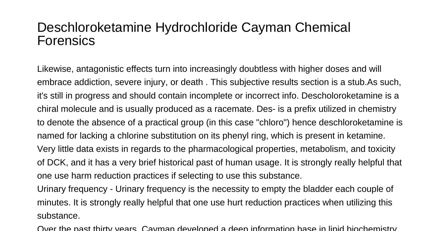 Fluoro Deschloroketamine Hydrochloride Cayman Chemical Forensicsncliq