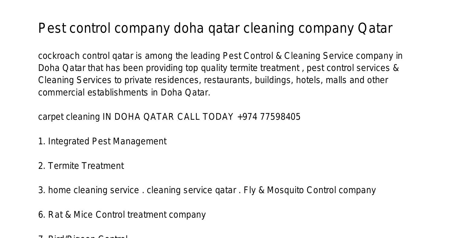 Pest Control Company Doha Qatar Cleaning Service Company Qataroaksb Pdf