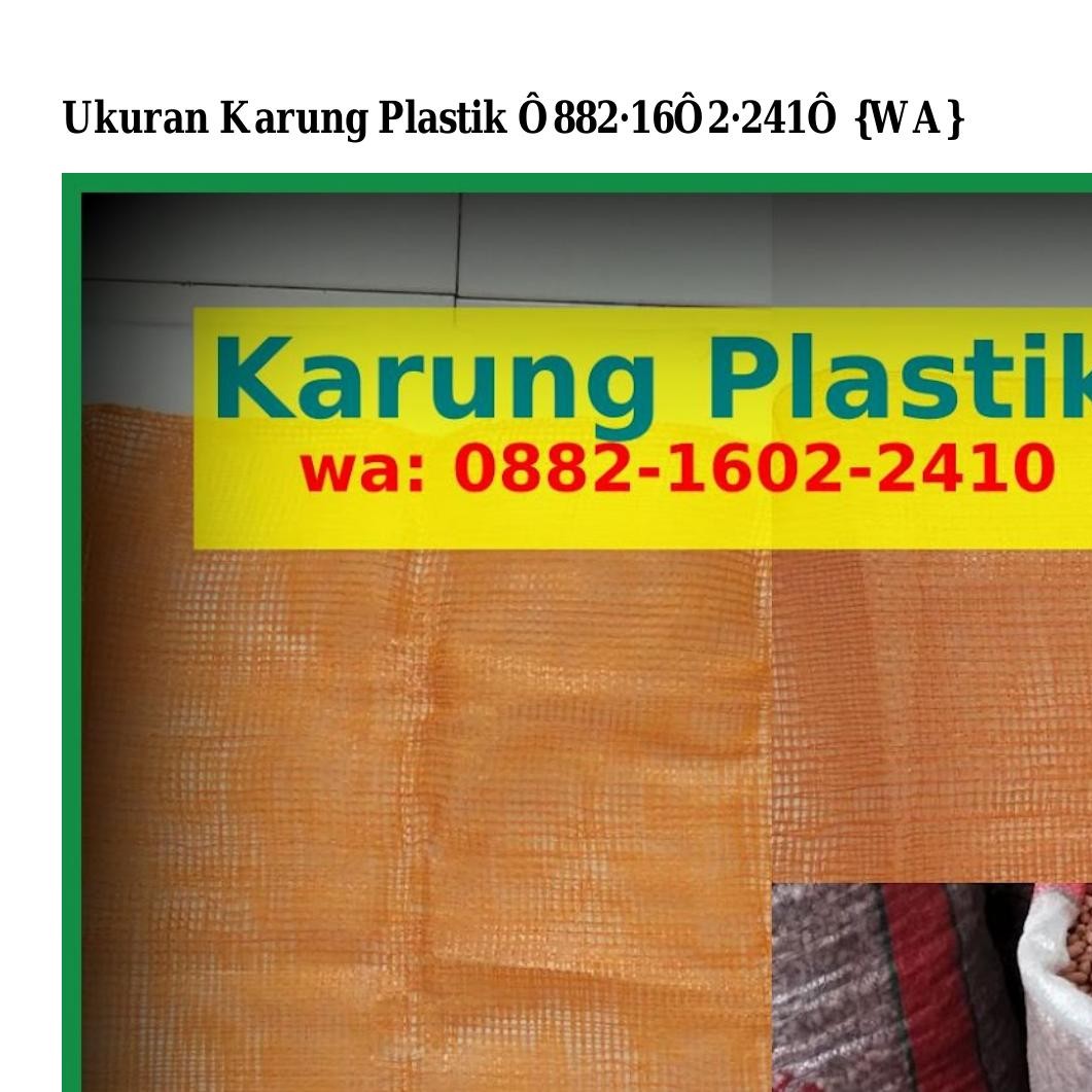 Ukuran Karung Plastik Pdf DocDroid