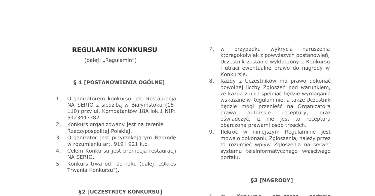 REGULAMIN KONKURSU NA SERIO Docx DocDroid