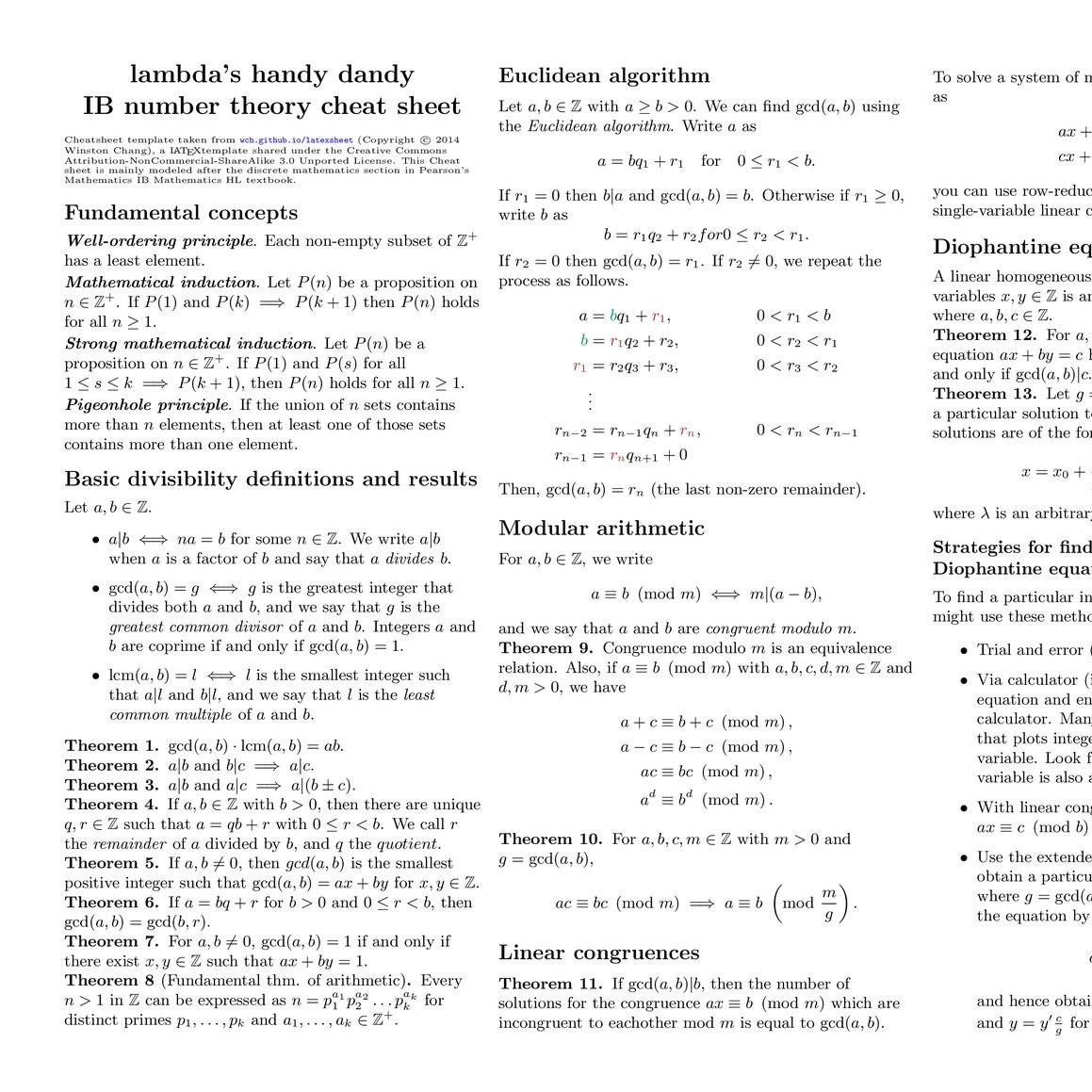 Number Theory Cheatsheet Pdf Docdroid