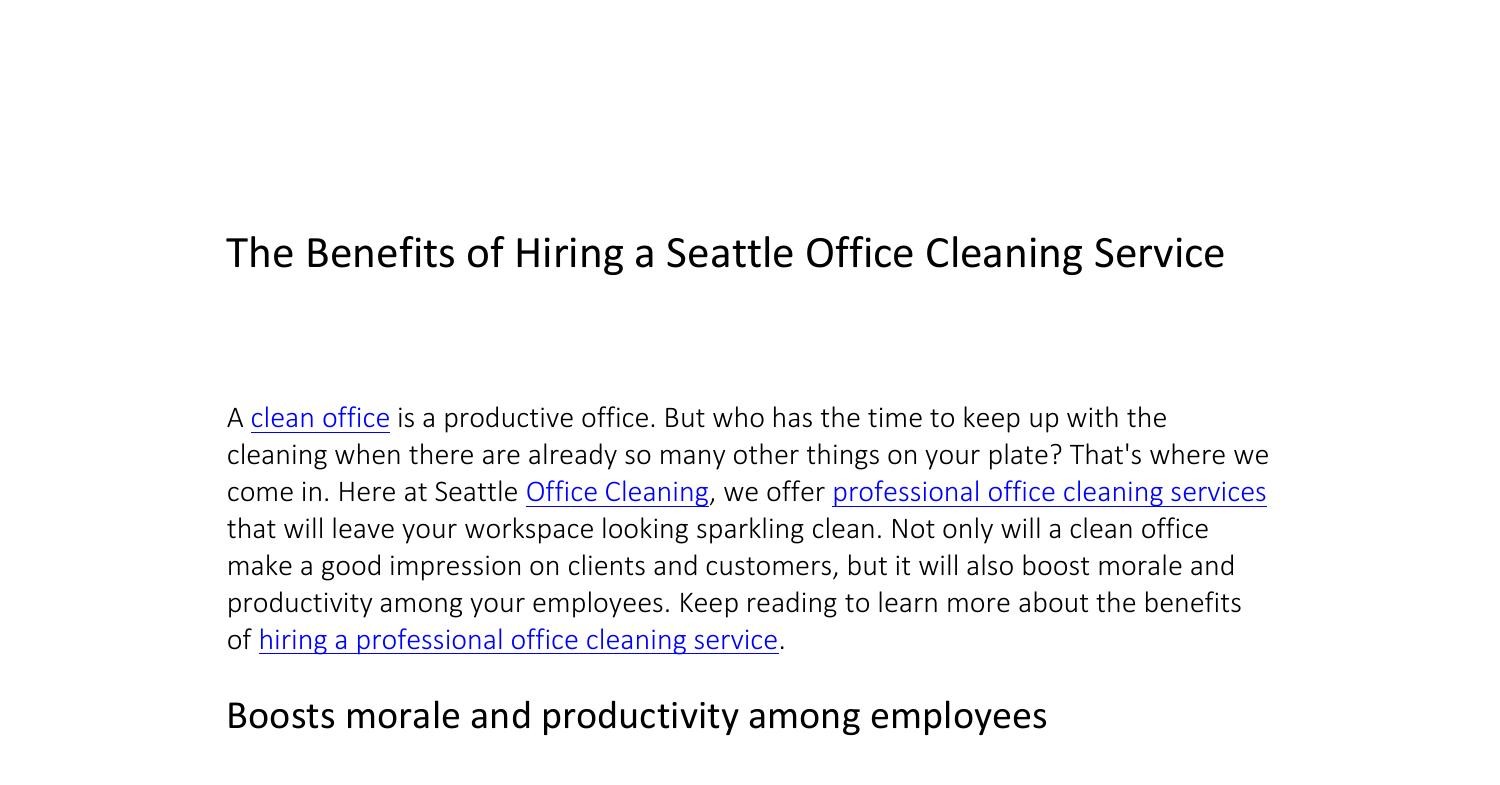 53 The Benefits Of Hiring A Seattle Office Cleaning Service Pdf DocDroid