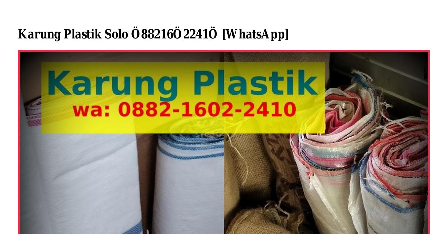 Karung Plastik Solo 1 Pdf DocDroid