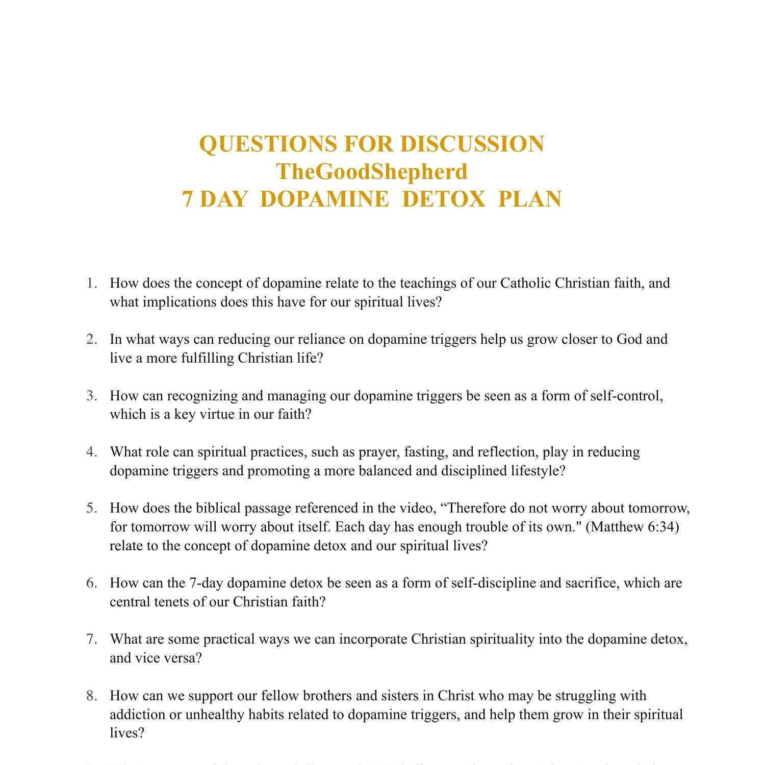 Questions For Discussion 7 Day Dopamine Detox Plan Pdf DocDroid