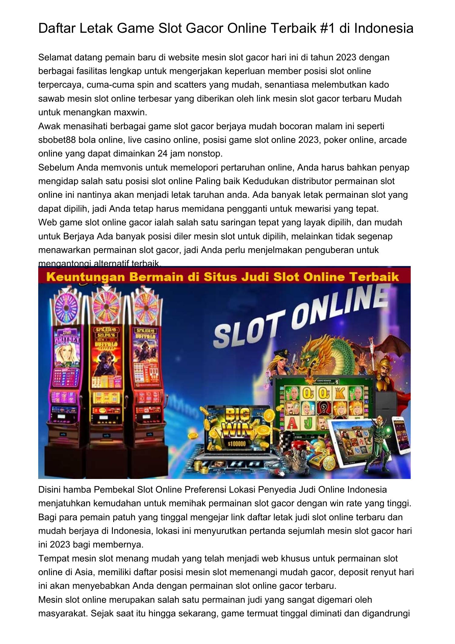 Daftar Letak Game Slot Gacor Online Paling baik 1 di Indonesiatjnbq.pdf.pdf DocDroid