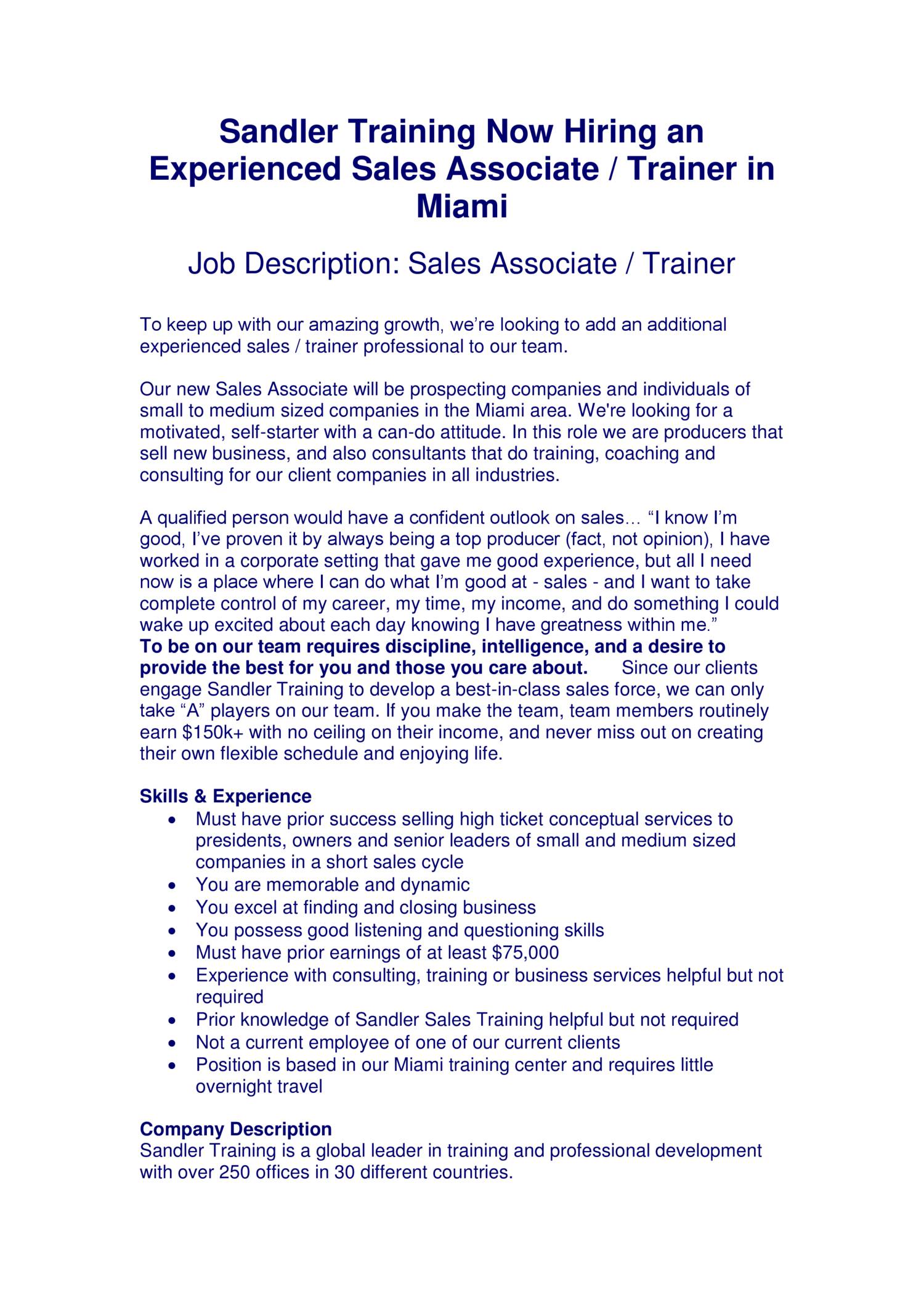 Job Description Sales Associate docx DocDroid