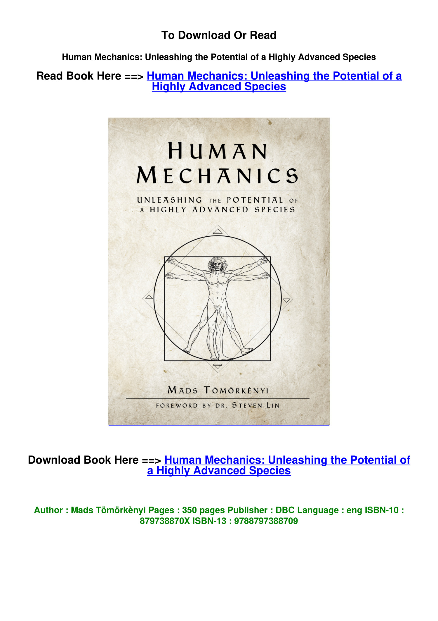 epub DOWNLOAD Human Mechanics Unleashing the Potential of a Highly ...