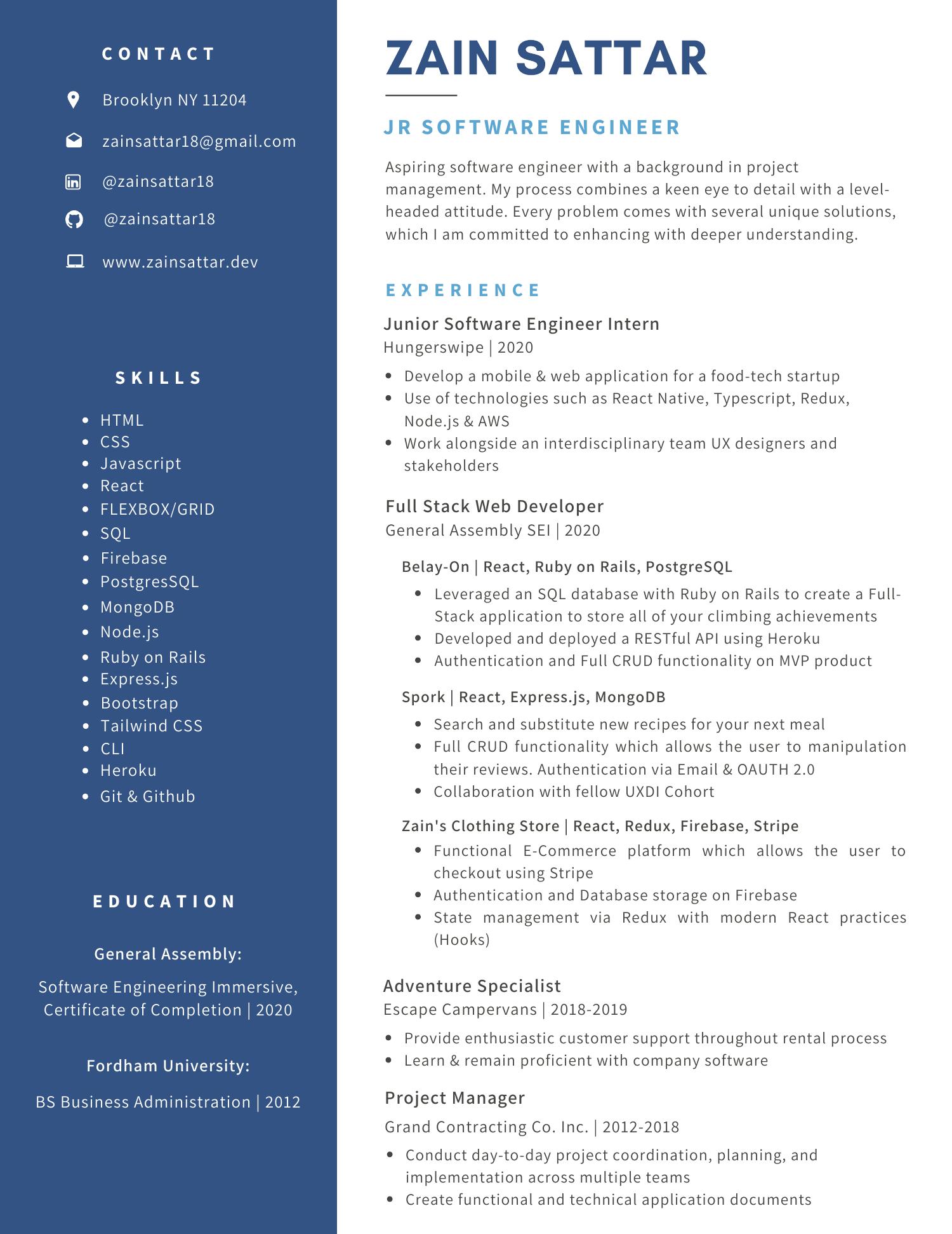 Zain Sattar - Resume.pdf | DocDroid