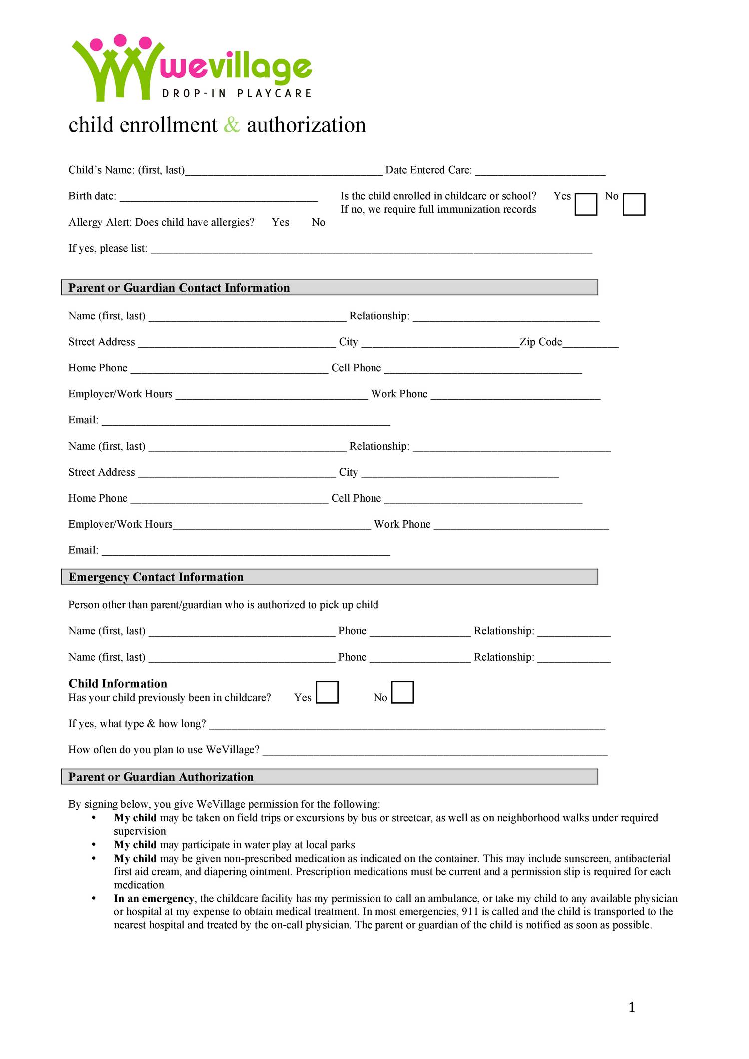 Fillable Inclusion Enrollment Form Printable Forms Free Online