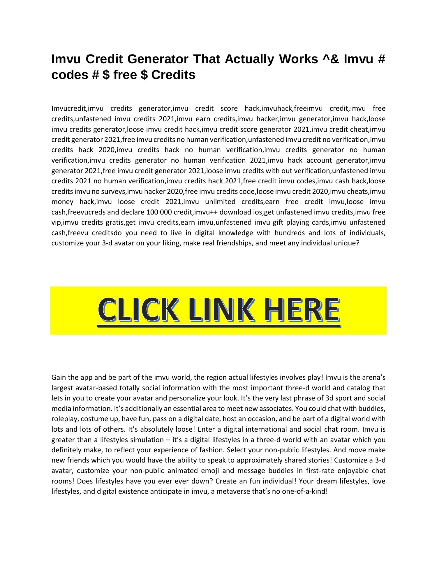 Imvu Credit Generator That Actually Works.pdf DocDroid