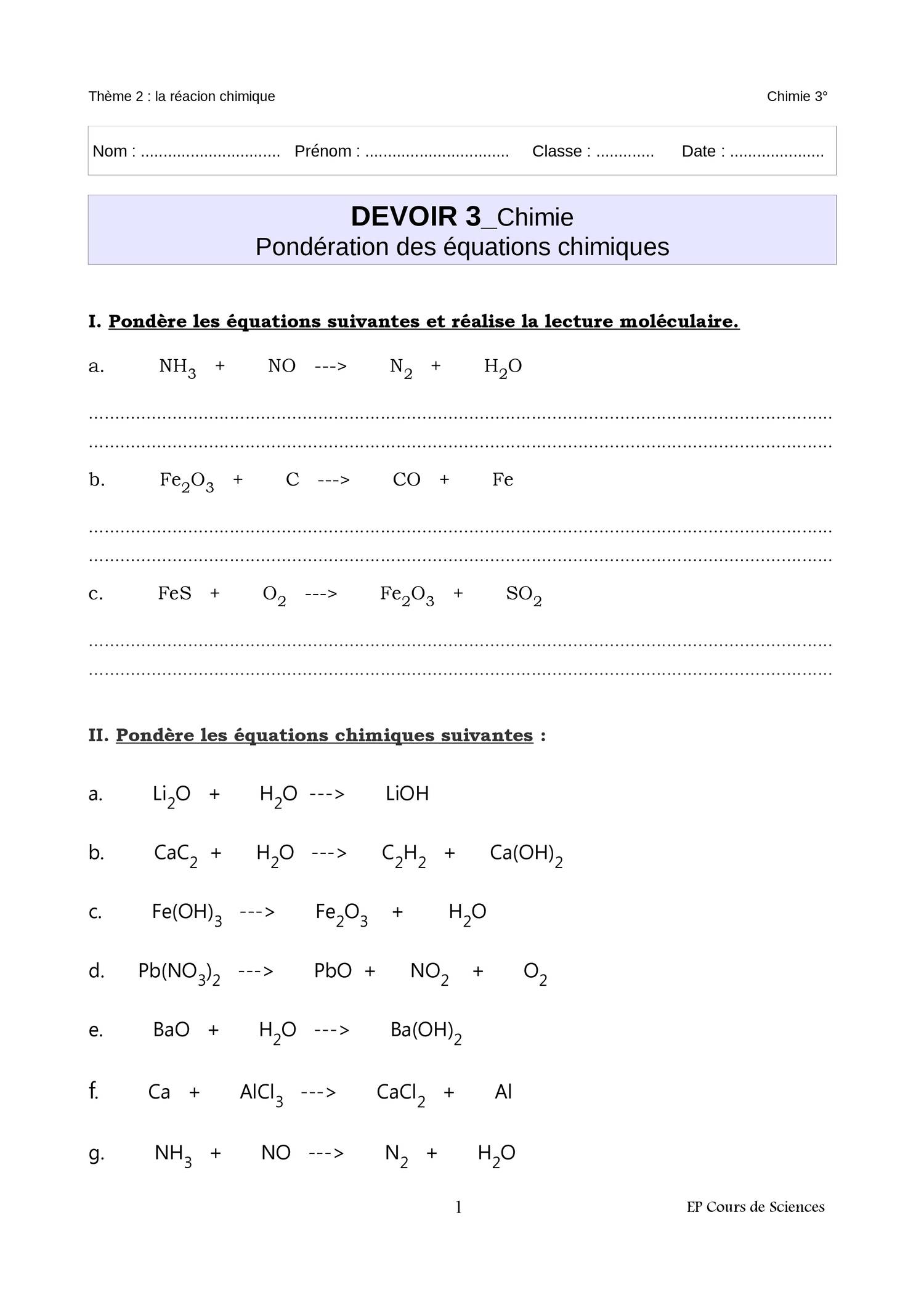 Devoir Chimie Pond Ration Pdf Docdroid