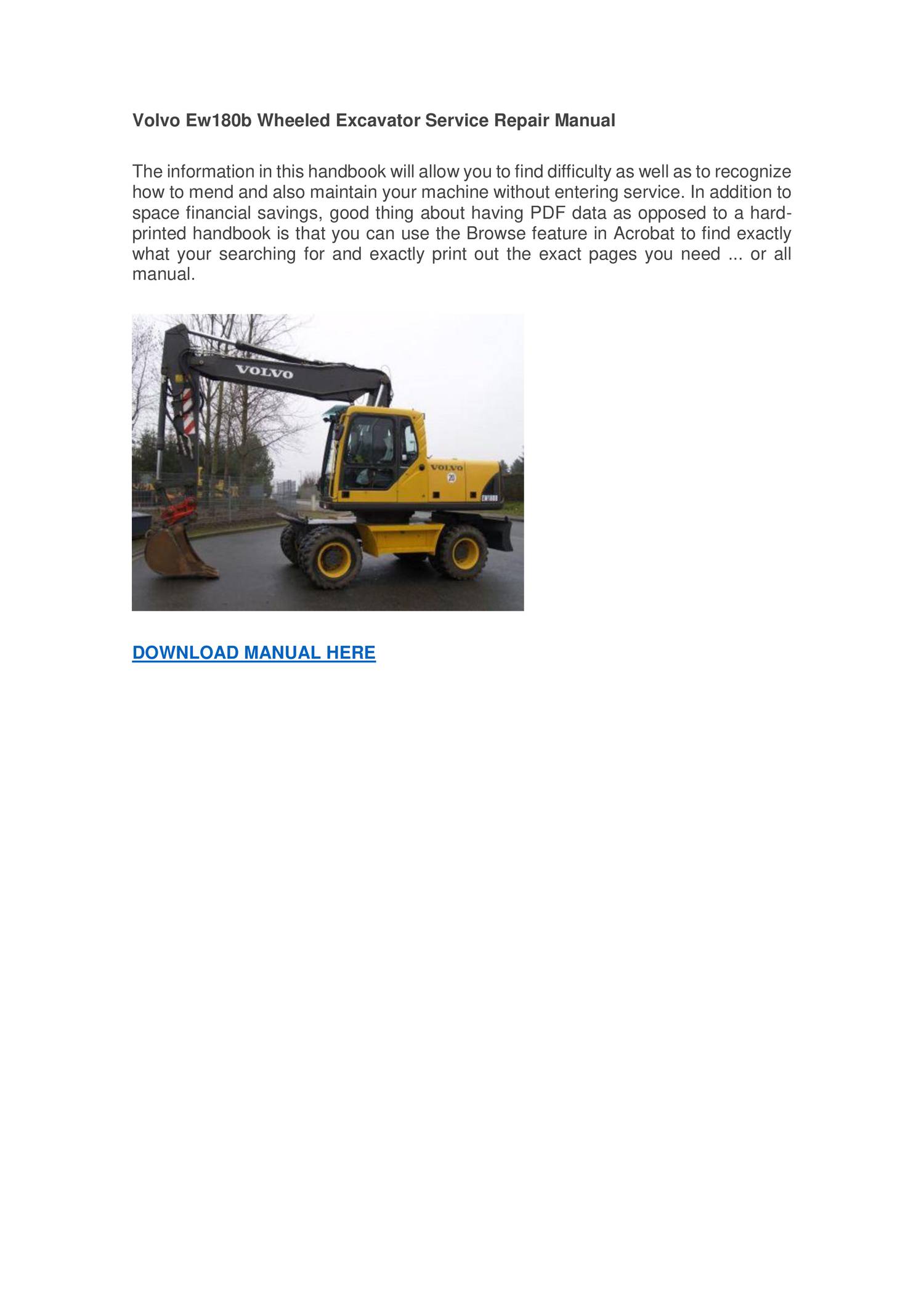 Volvo Ew180b Wheeled Excavator Service Repair Manualpdf Docdroid 2381