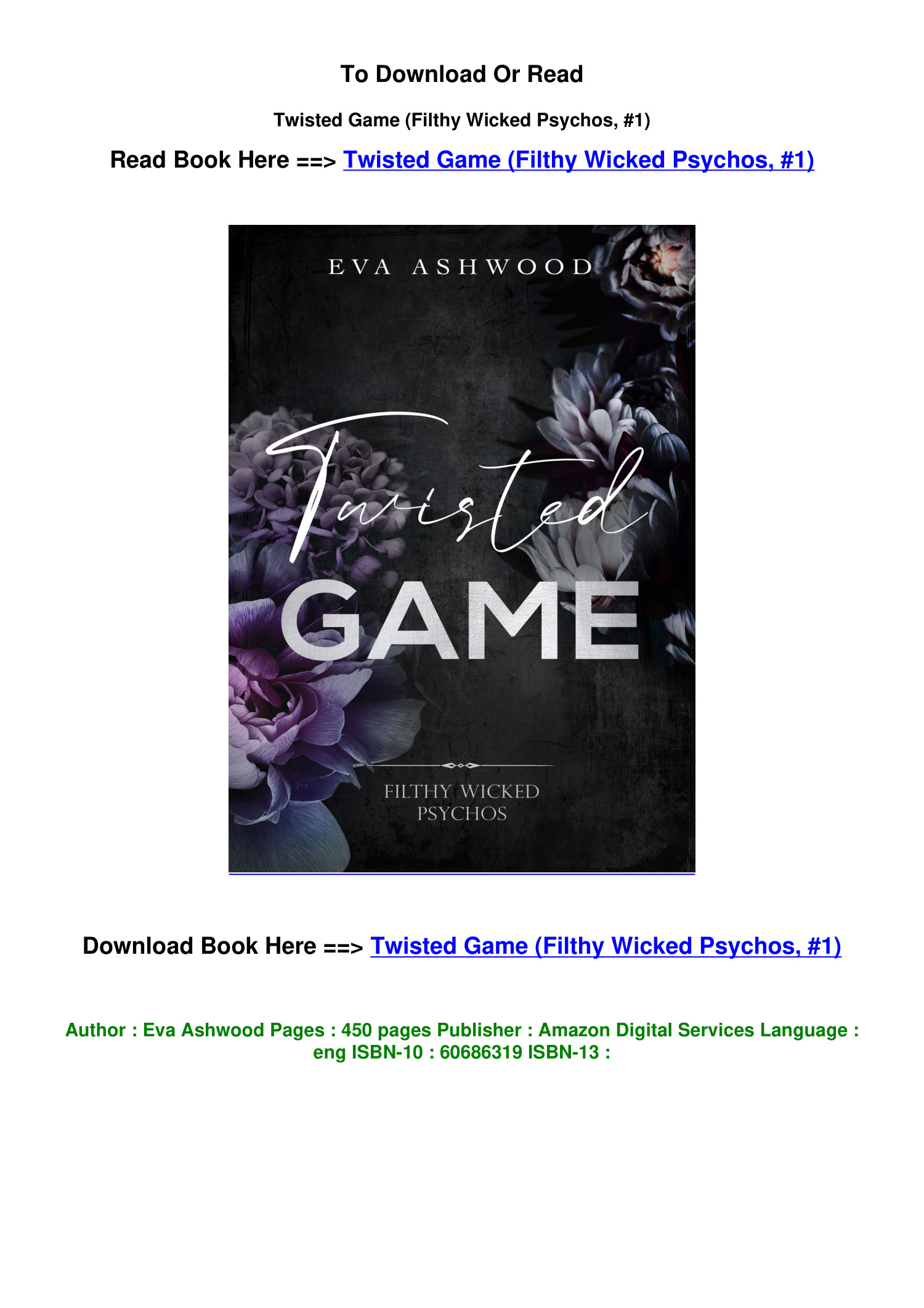 Twisted Game (Filthy Wicked Psychos, #1) by Eva Ashwood