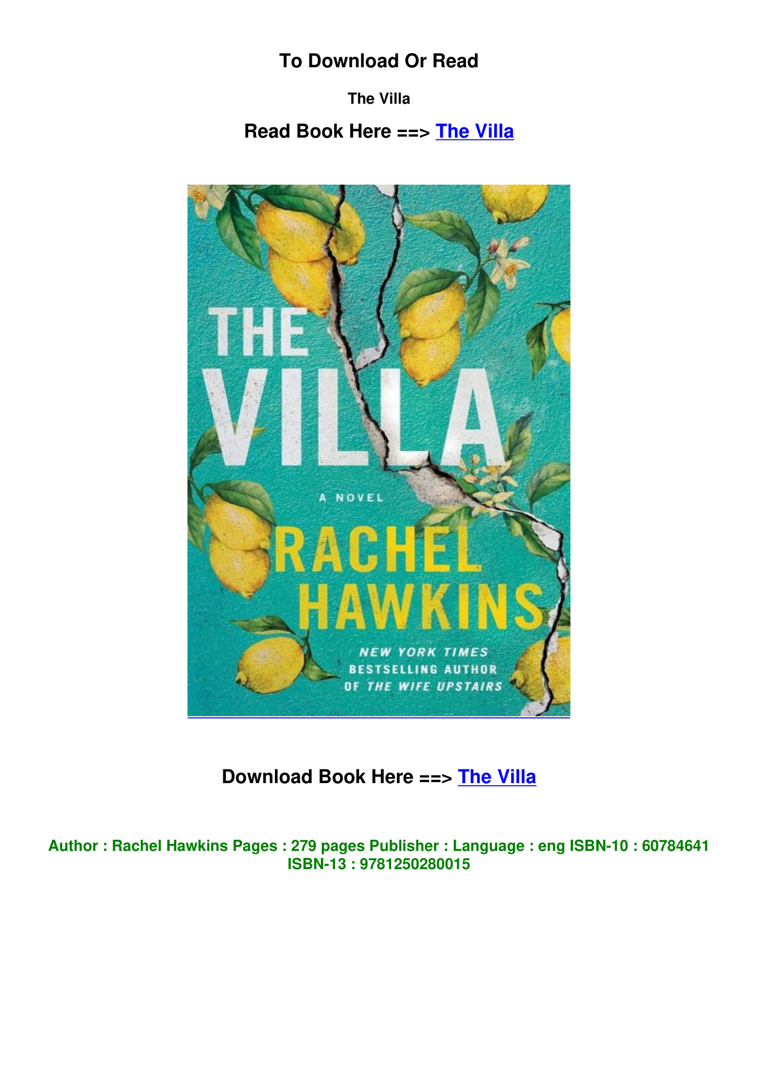 Pdf DOWNLOAD The Villa By Rachel Hawkins.pdf | DocDroid