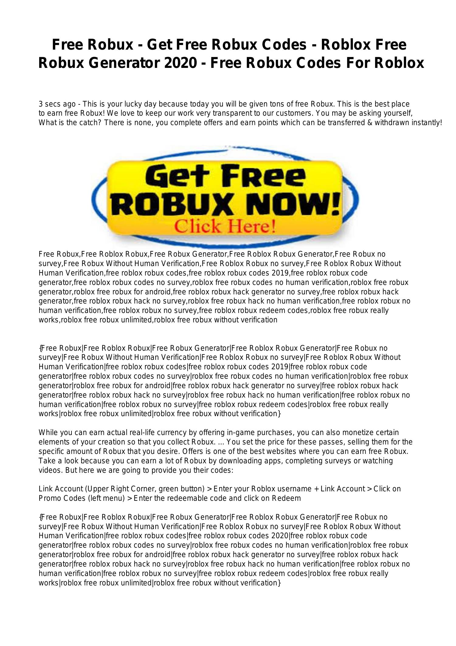 Free Robux Get Free Robux Codes Roblox Free Robux Generator 2020 Free Robux Codes For Roblox Pdf Docdroid - how to get free robux codes roblox how to get free robux