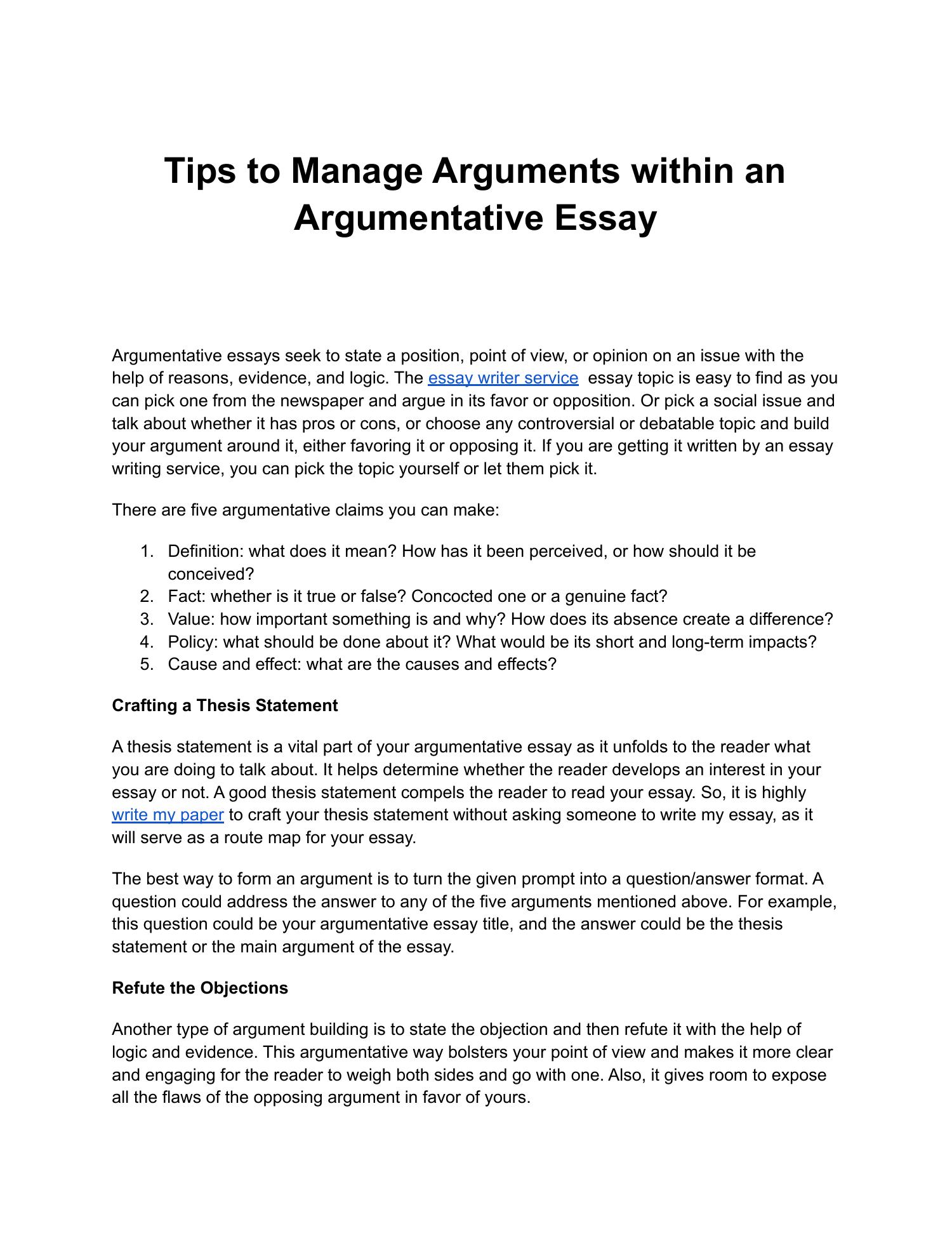 line of reasoning tips for an argument essay