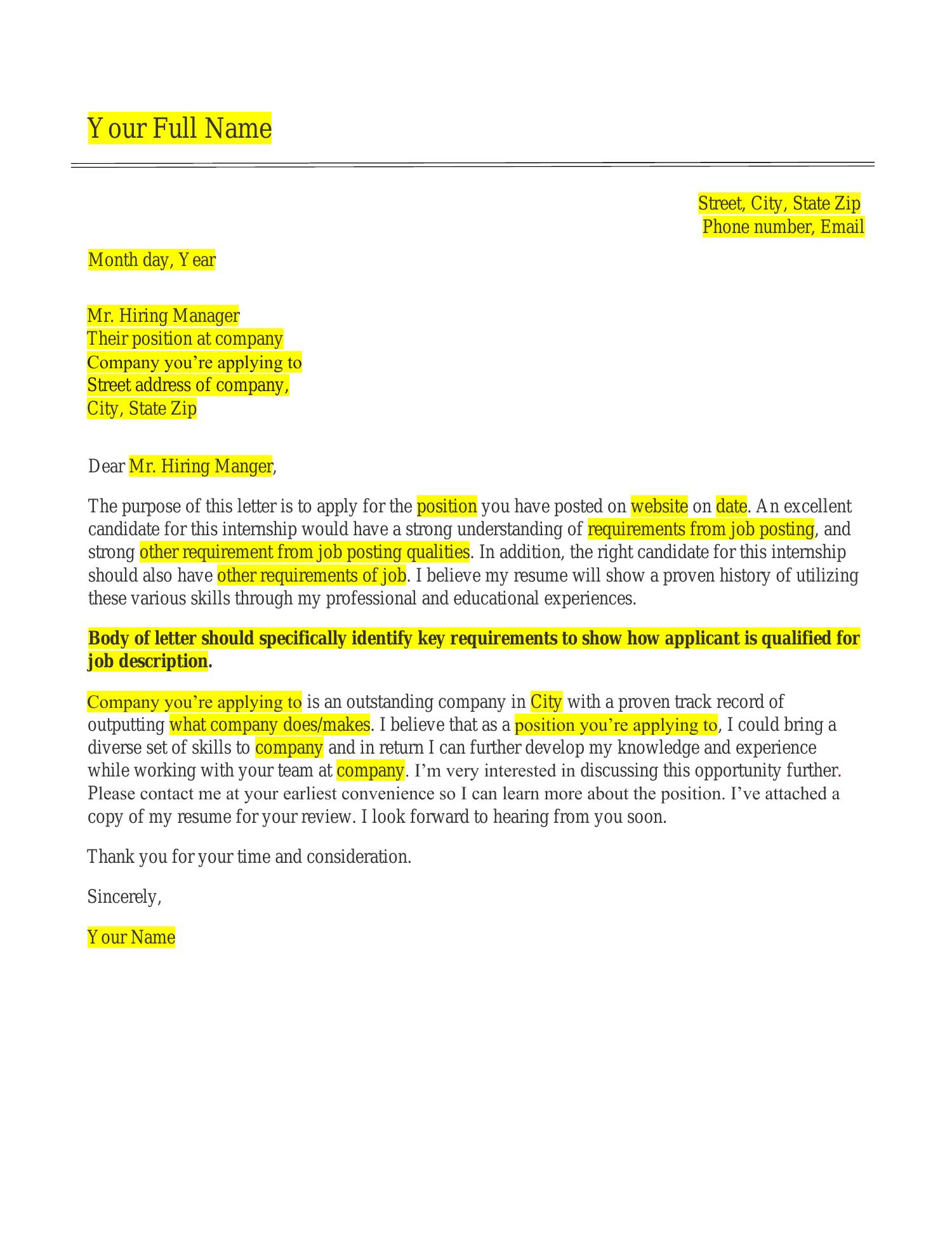 Cover Letter Template Reddit docx DocDroid