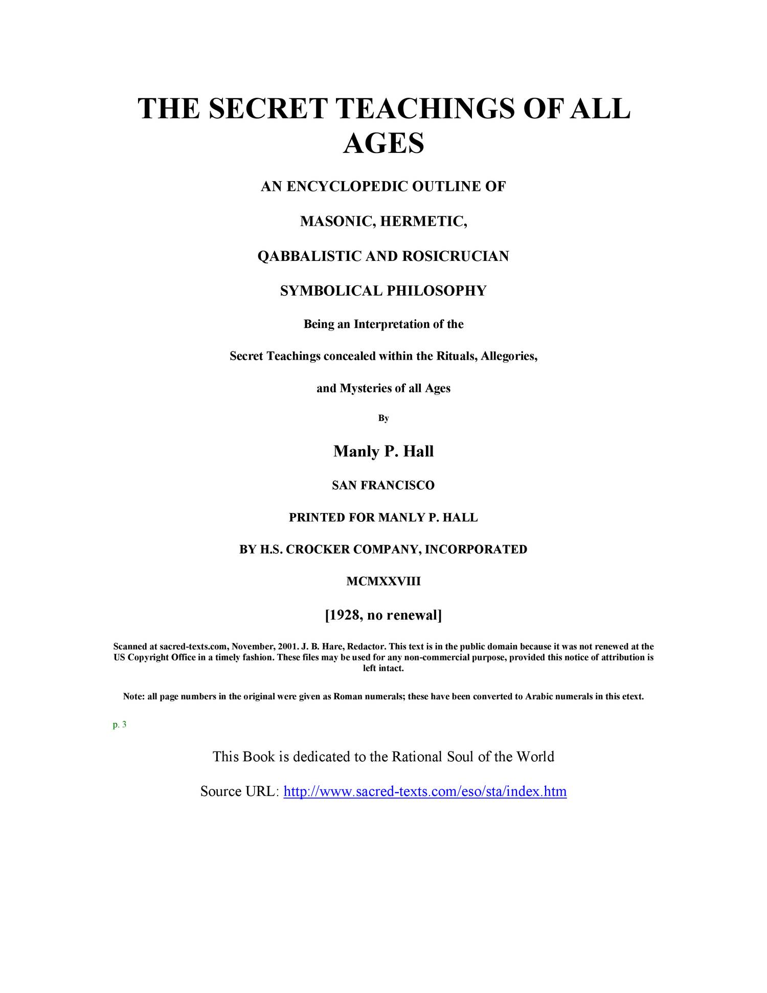 the secret teachings of all ages amazon