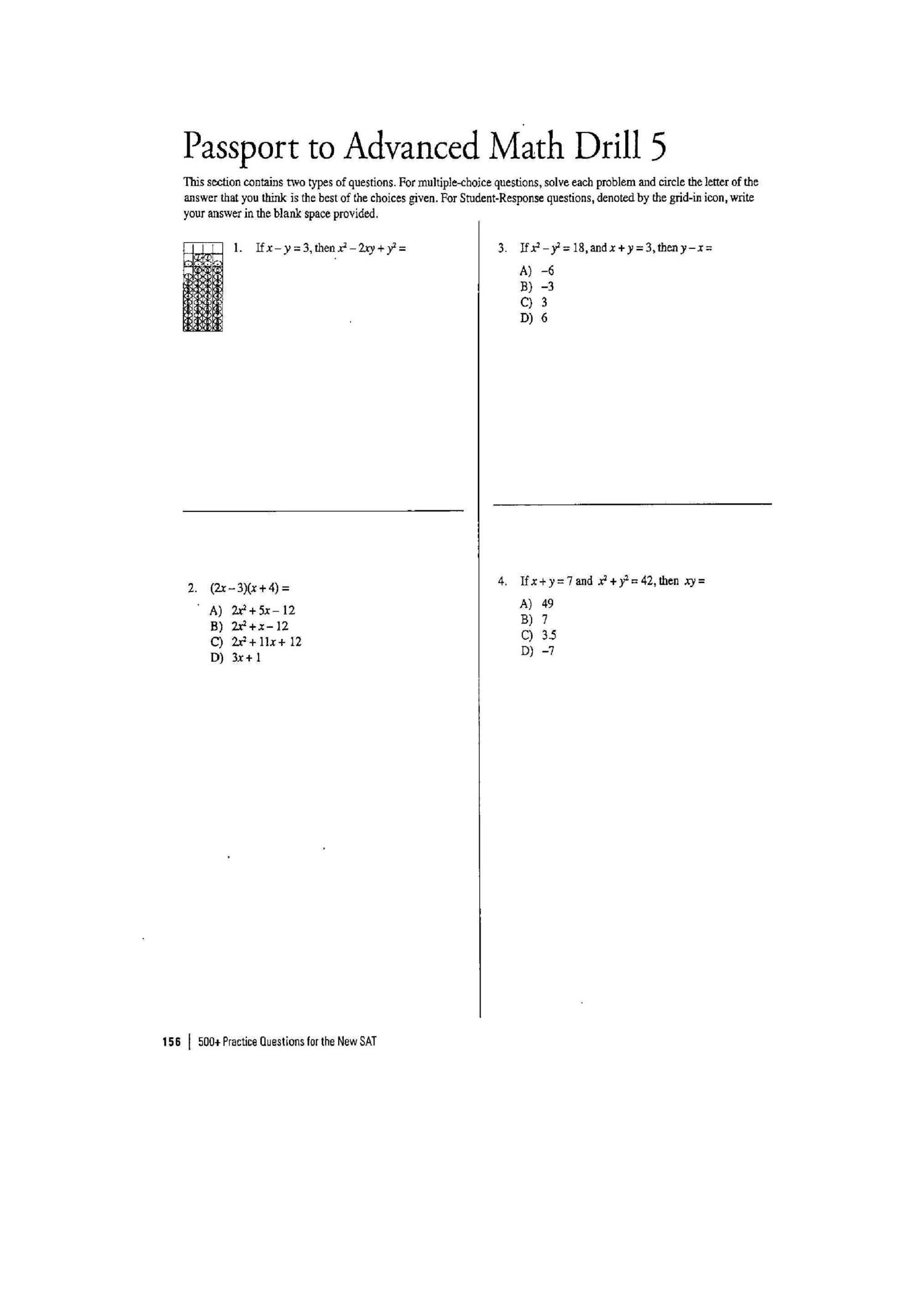 sat math practice pdf