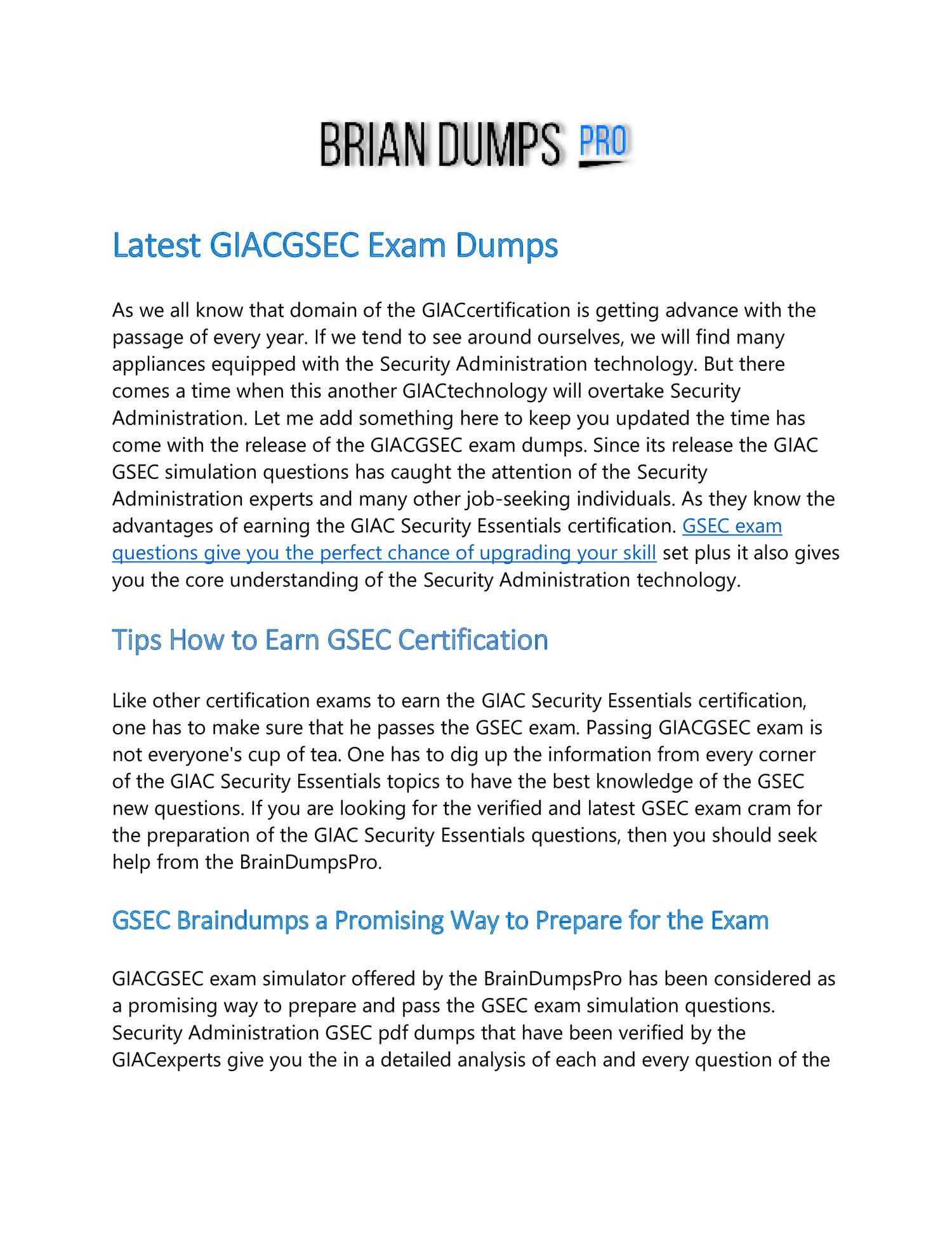 Reliable GSEC Test Camp