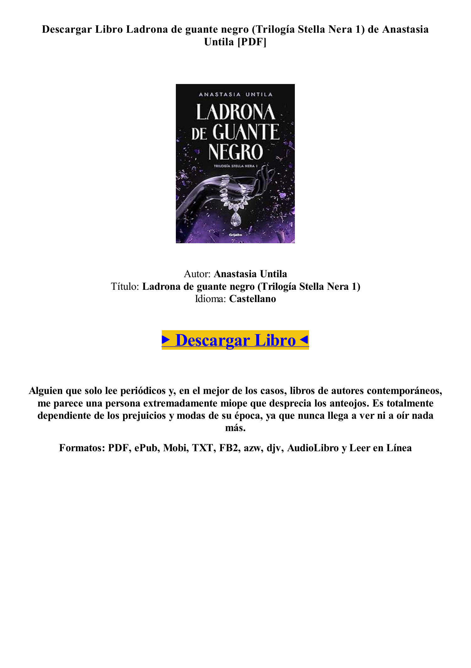 Ladrona de guante negro (Trilogía Stella Nera 1) (Spanish Edition) - Kindle  edition by Untila, Anastasia. Romance Kindle eBooks @ .