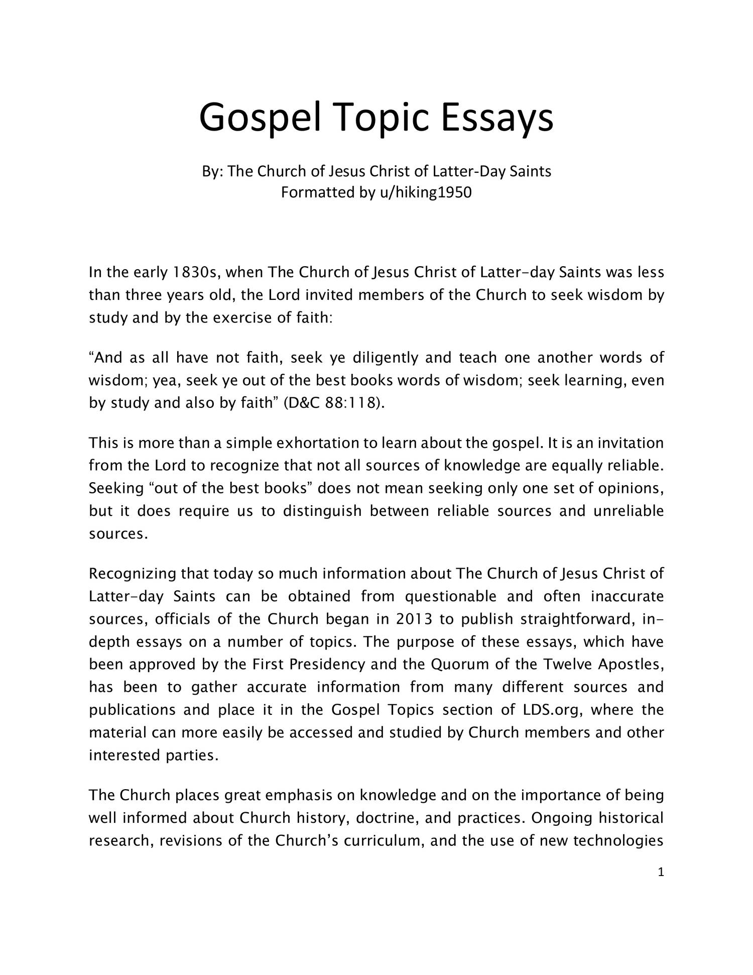 original gospel topic essays