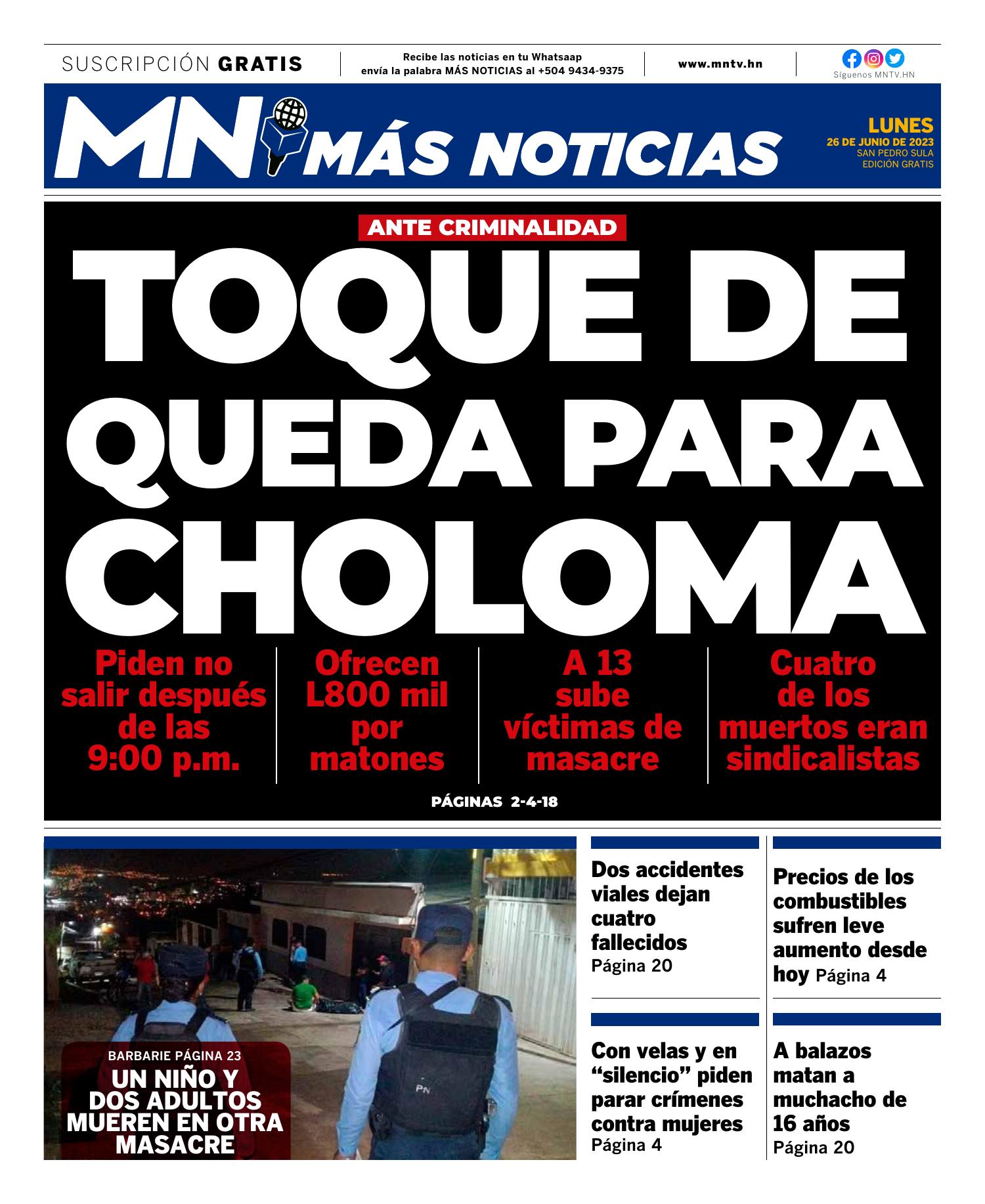 Mas Noticas Edicion Lunes 26 De Junio De 2023pdf Docdroid 2900