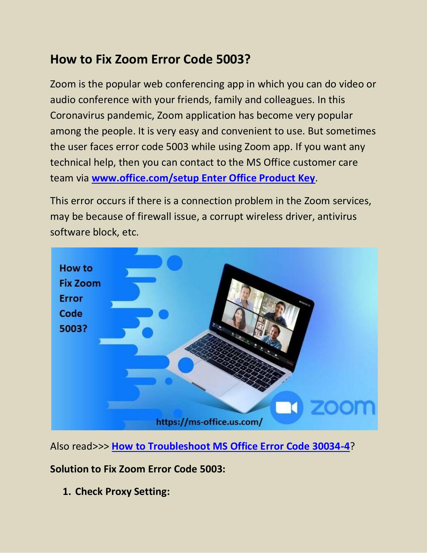 How To Fix Zoom Error Code 5003 Docx Docdroid