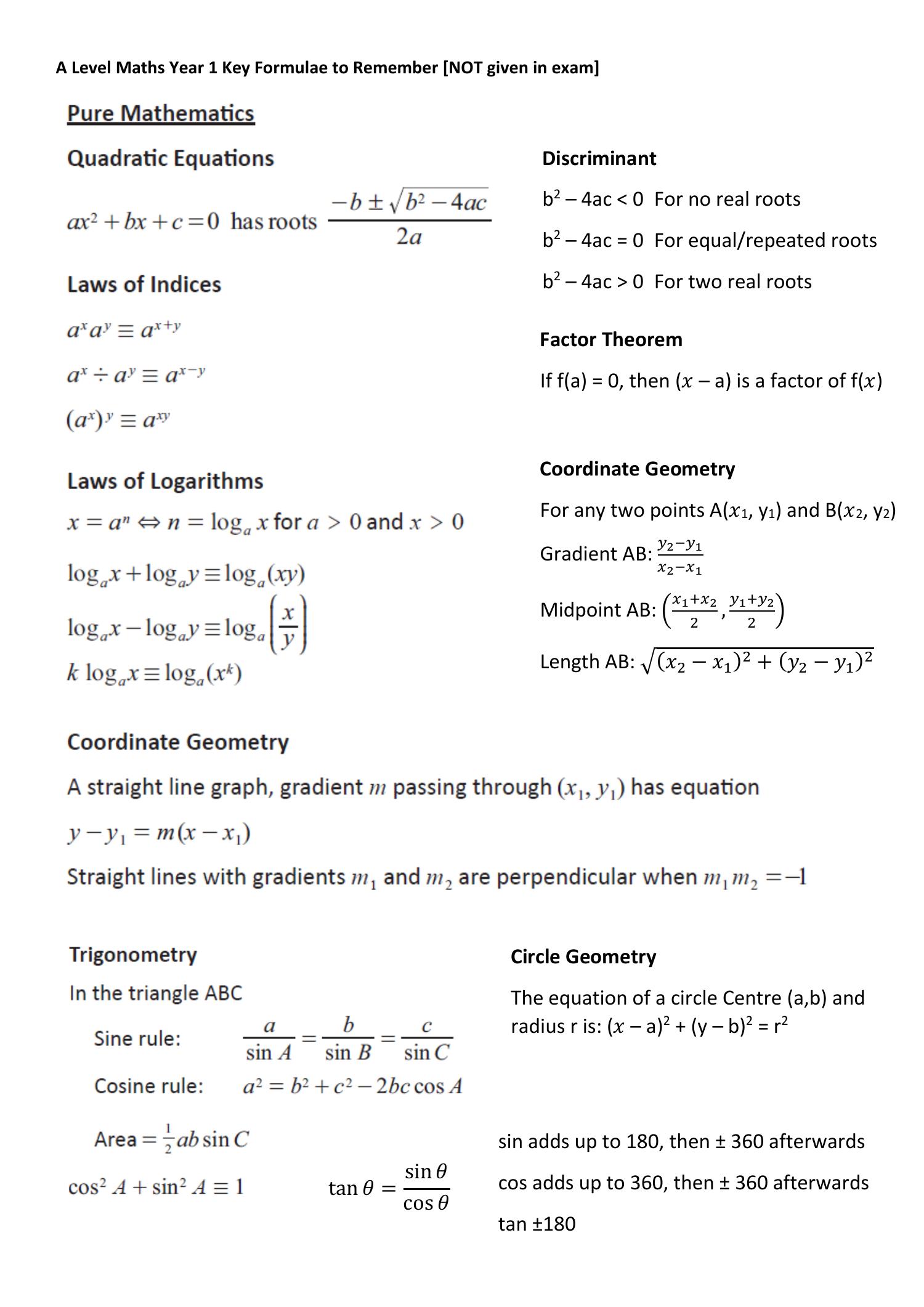 A Level Maths Year 1 Key Formulae to Remember_220111_082338.pdf | DocDroid