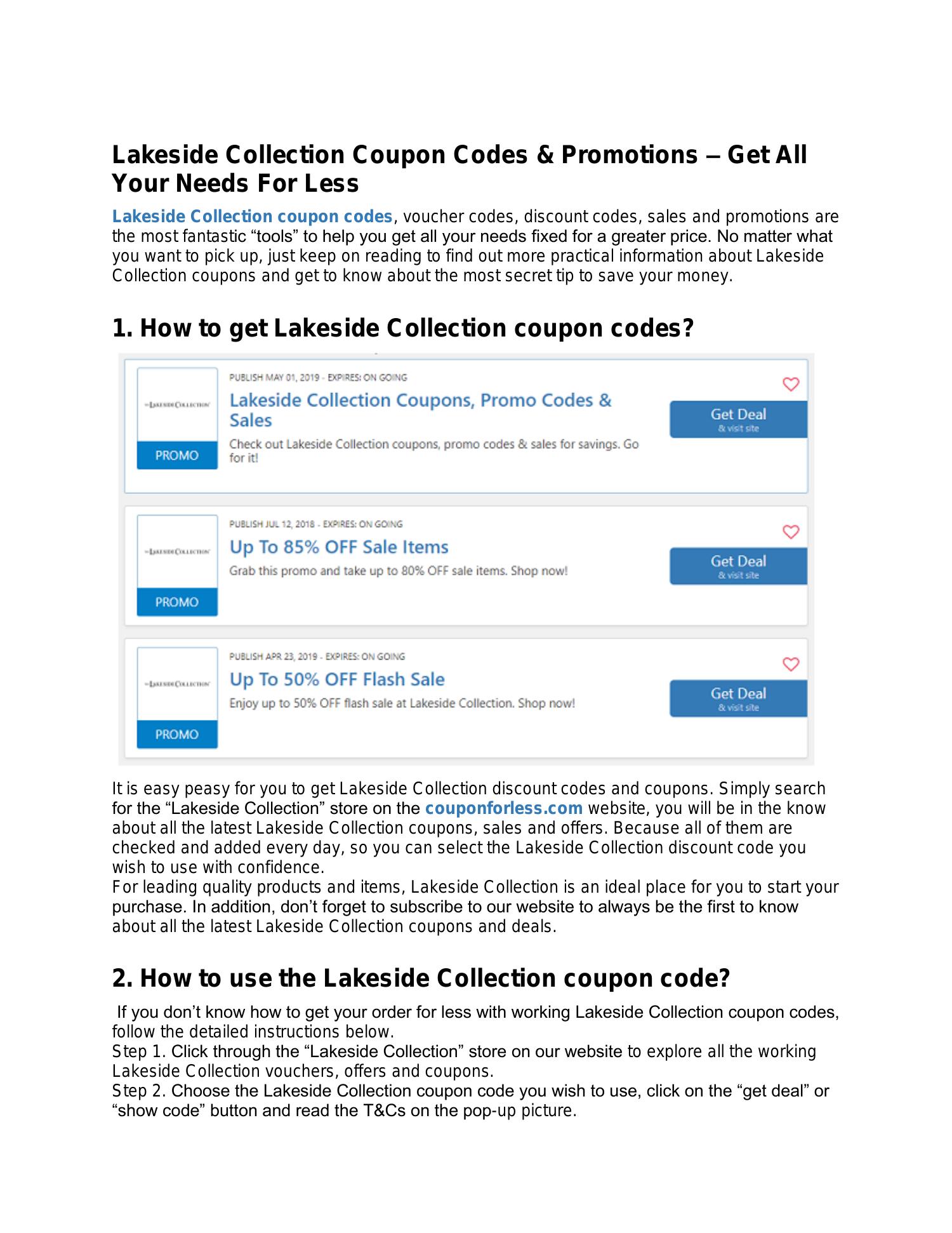 Lakeside Collection Coupon Codes & Promotions Get All Your Needs For