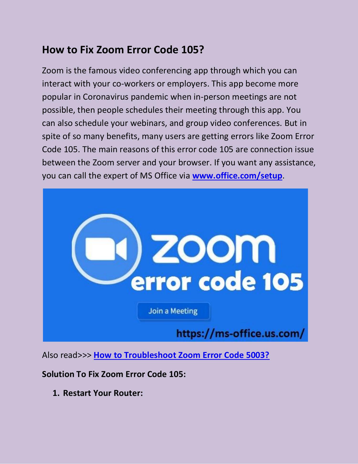 zoom sign in error code 5003