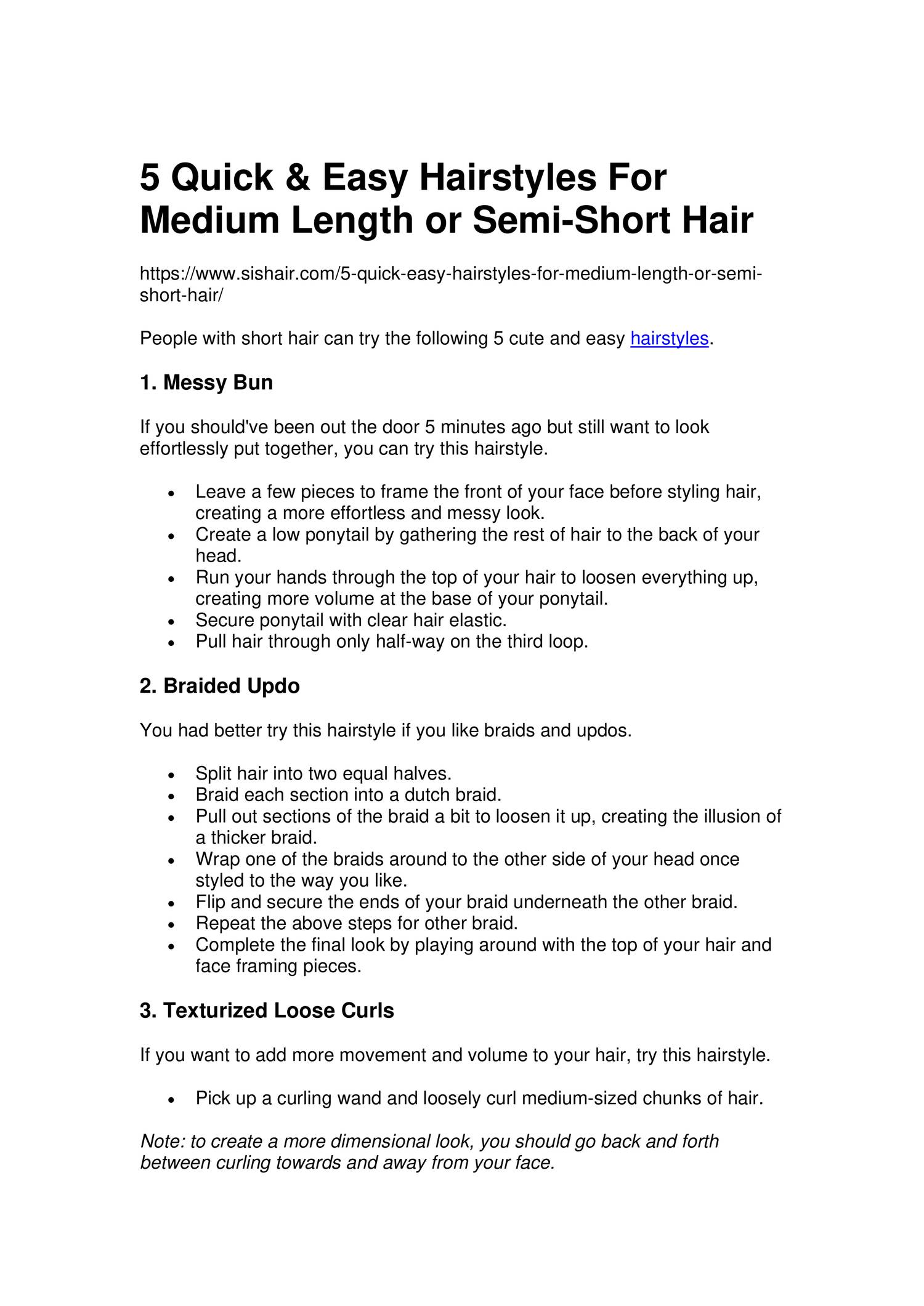 5 Quick Easy Hairstyles For Medium Length Or Semi Short