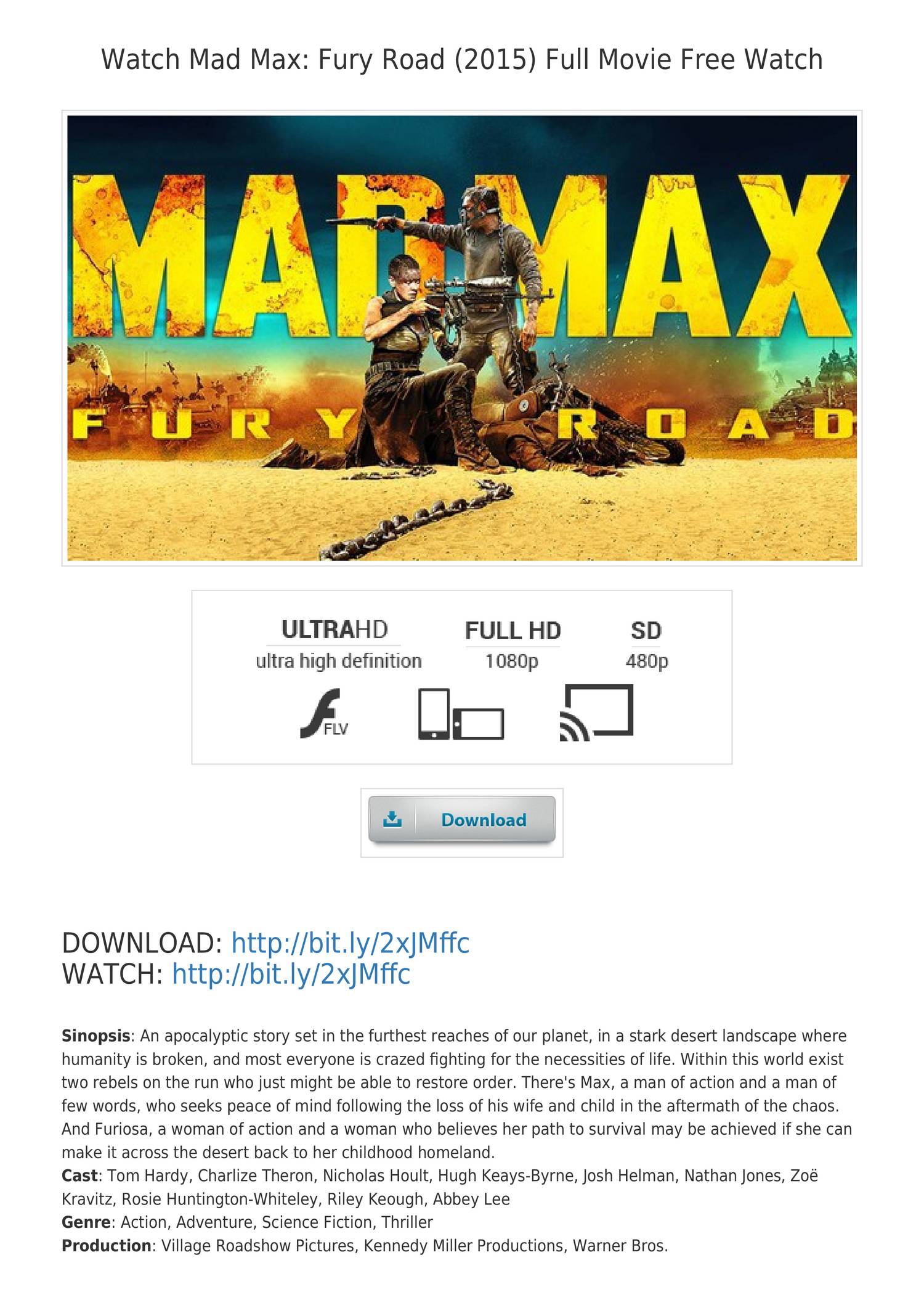 mad max full movie 2015 free