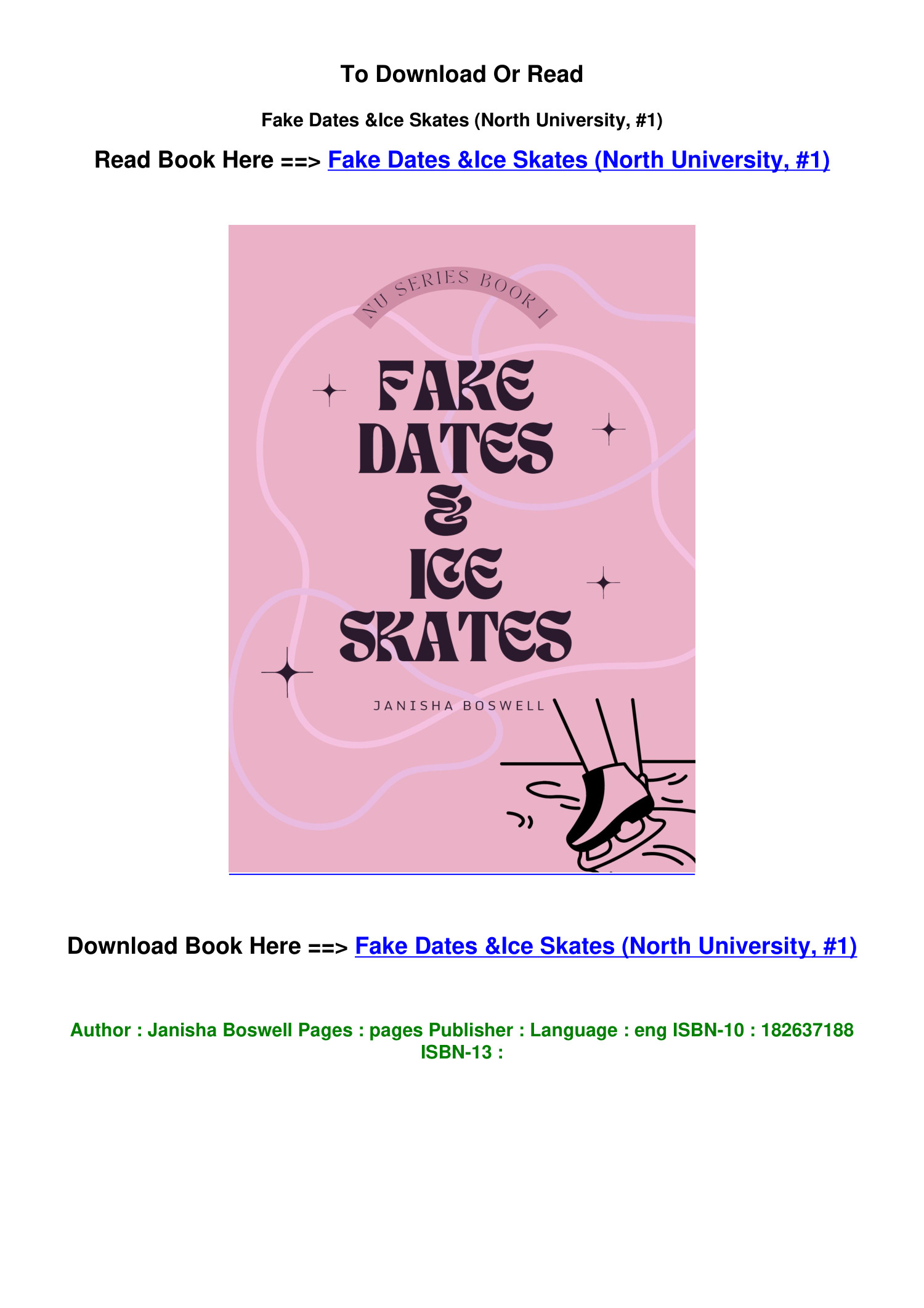 DOWNLOAD Pdf Fake Dates Ice Skates North University 1 BY Janisha ...