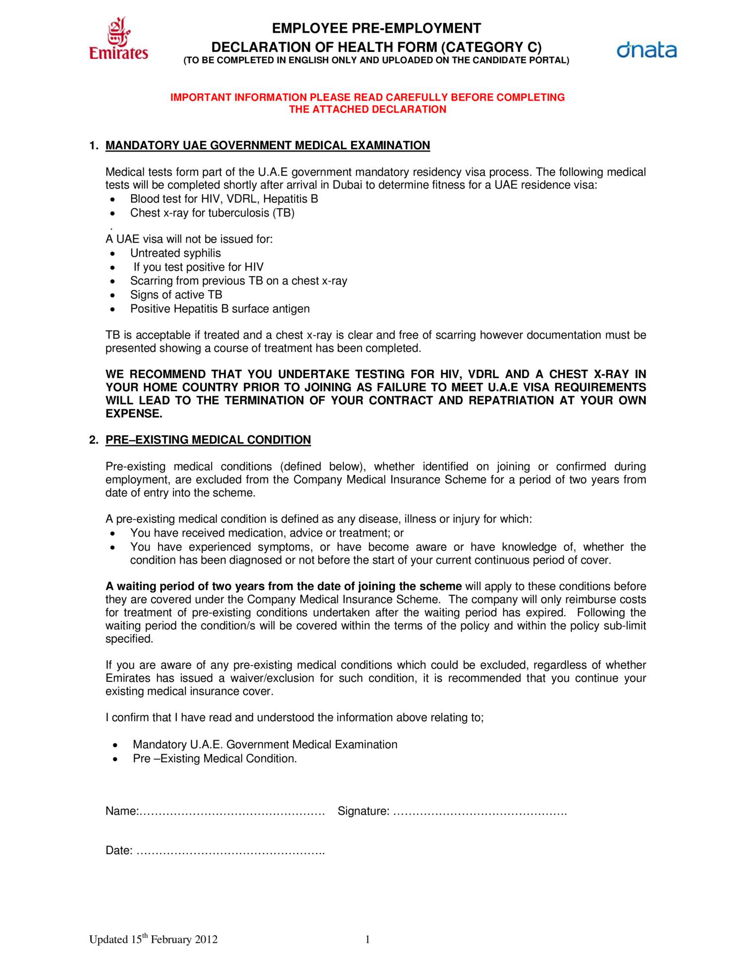 Pre Employment Medical Examination Form For Cabin Crew Only Pdf