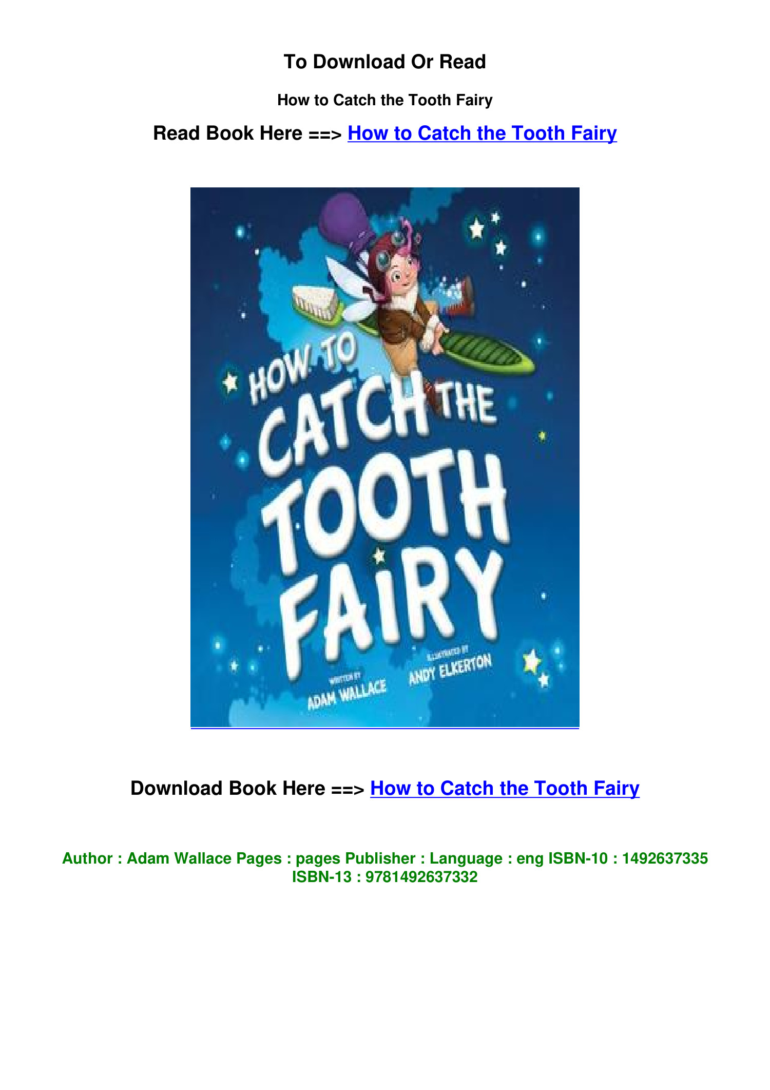 ePub DOWNLOAD How to Catch the Tooth Fairy BY Adam Wallace.pdf