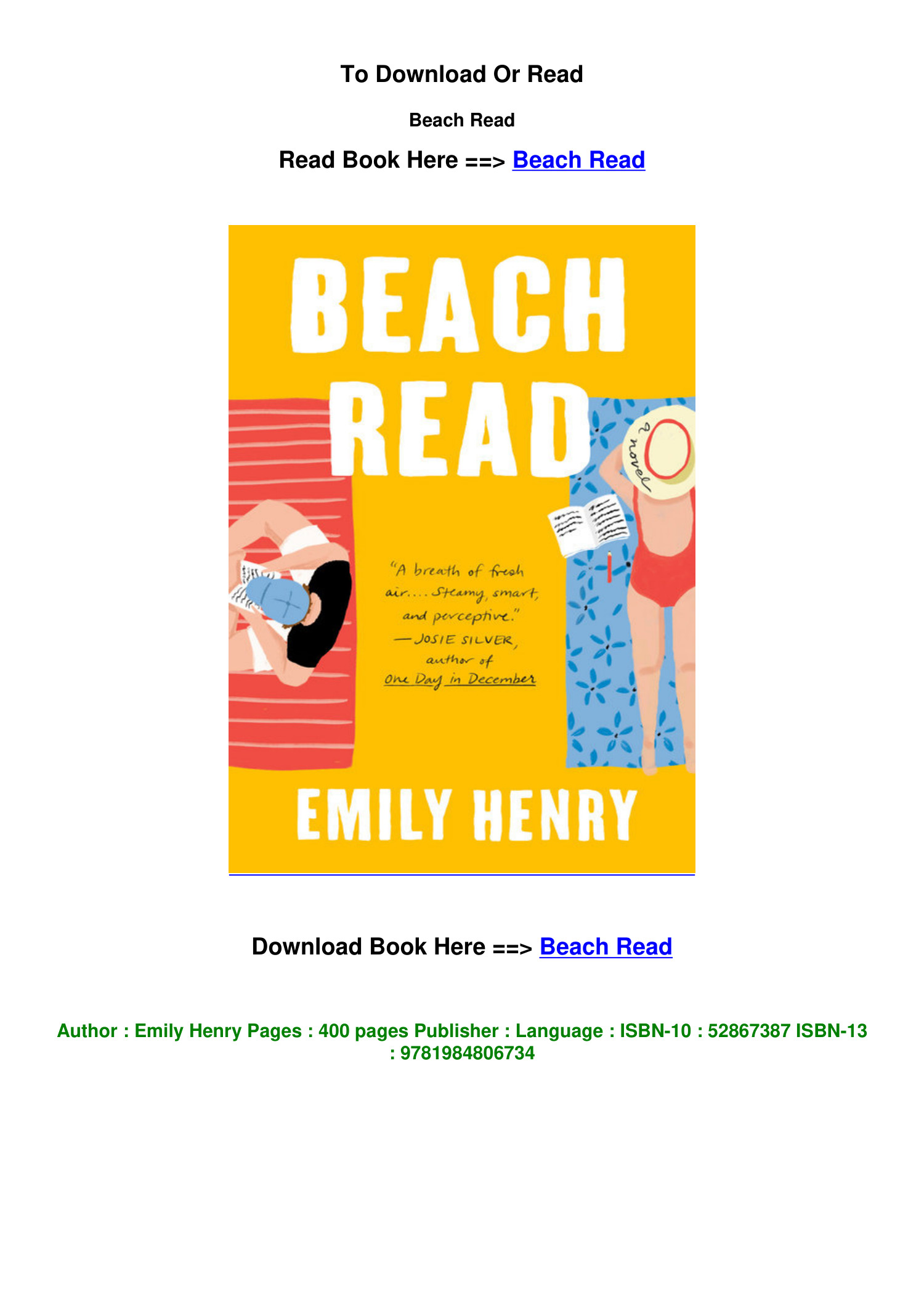 Beach Read by Emily Henry PDF: Your Ultimate Guide