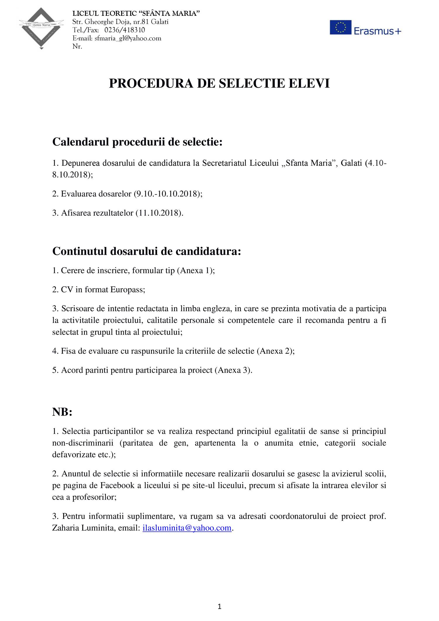 Procedura Selectie Elevi Profesori Docx Docdroid