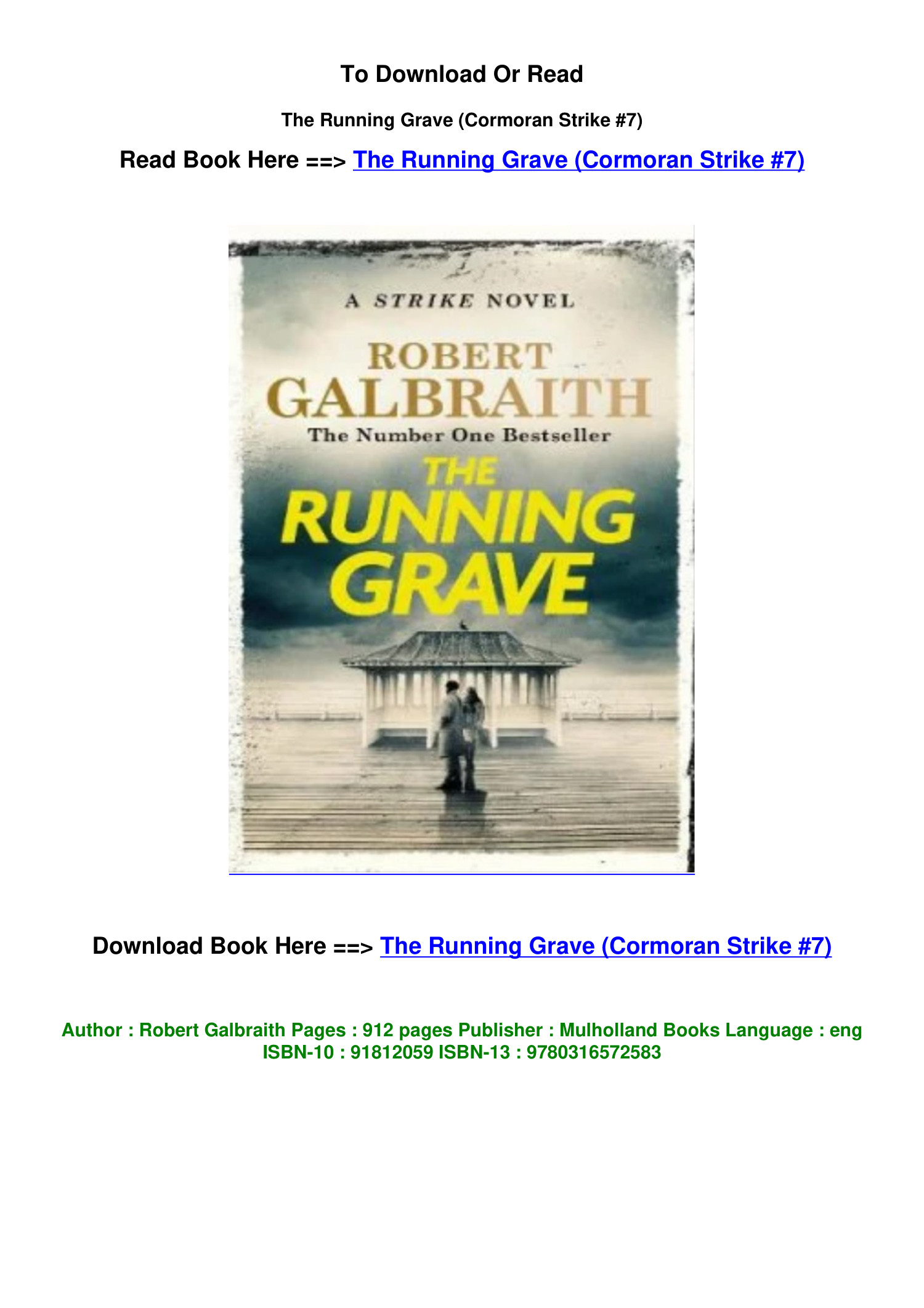 Download Epub The Running Grave Cormoran Strike 7 By Robert Galbraith ...