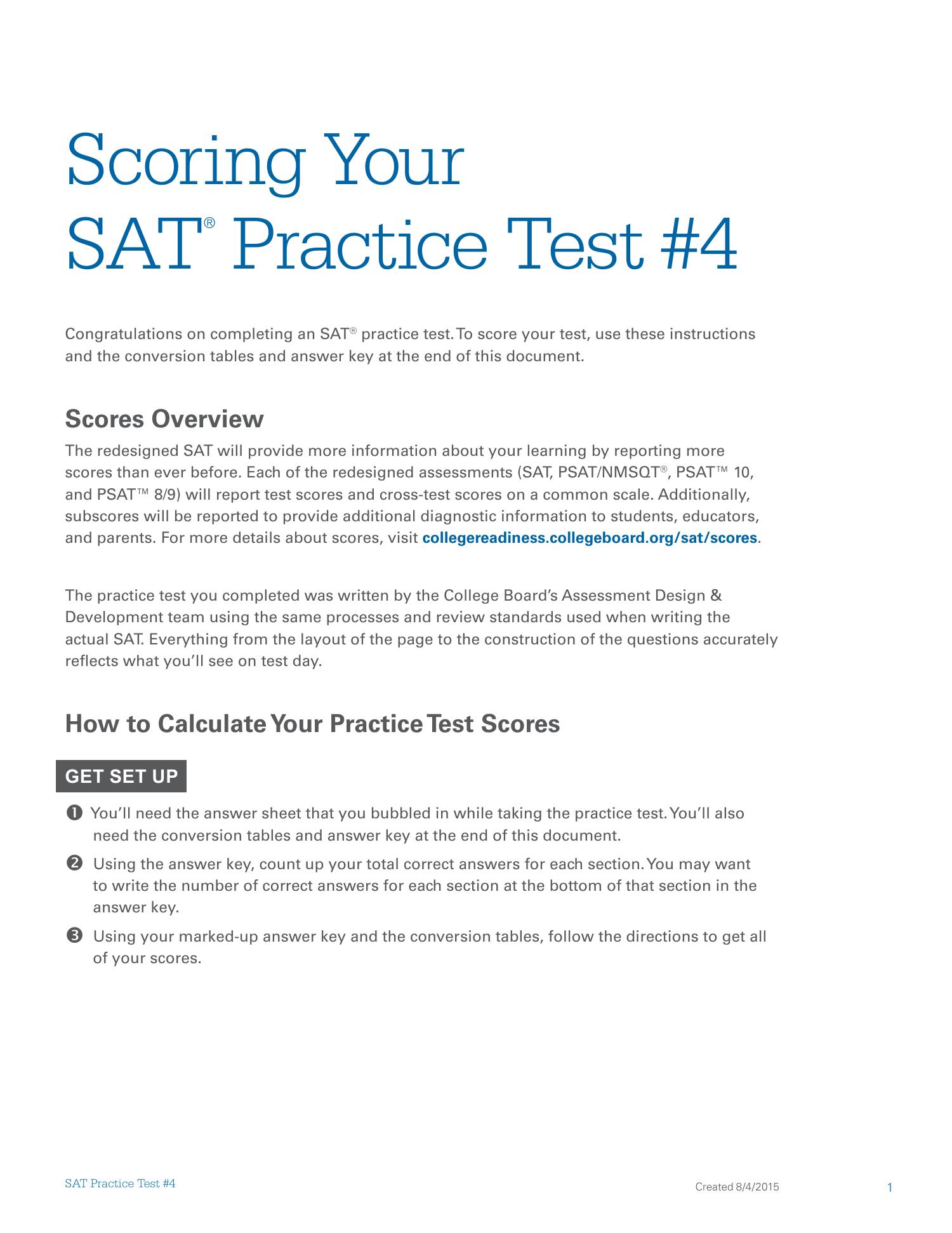 college board sat practice test 1 answers