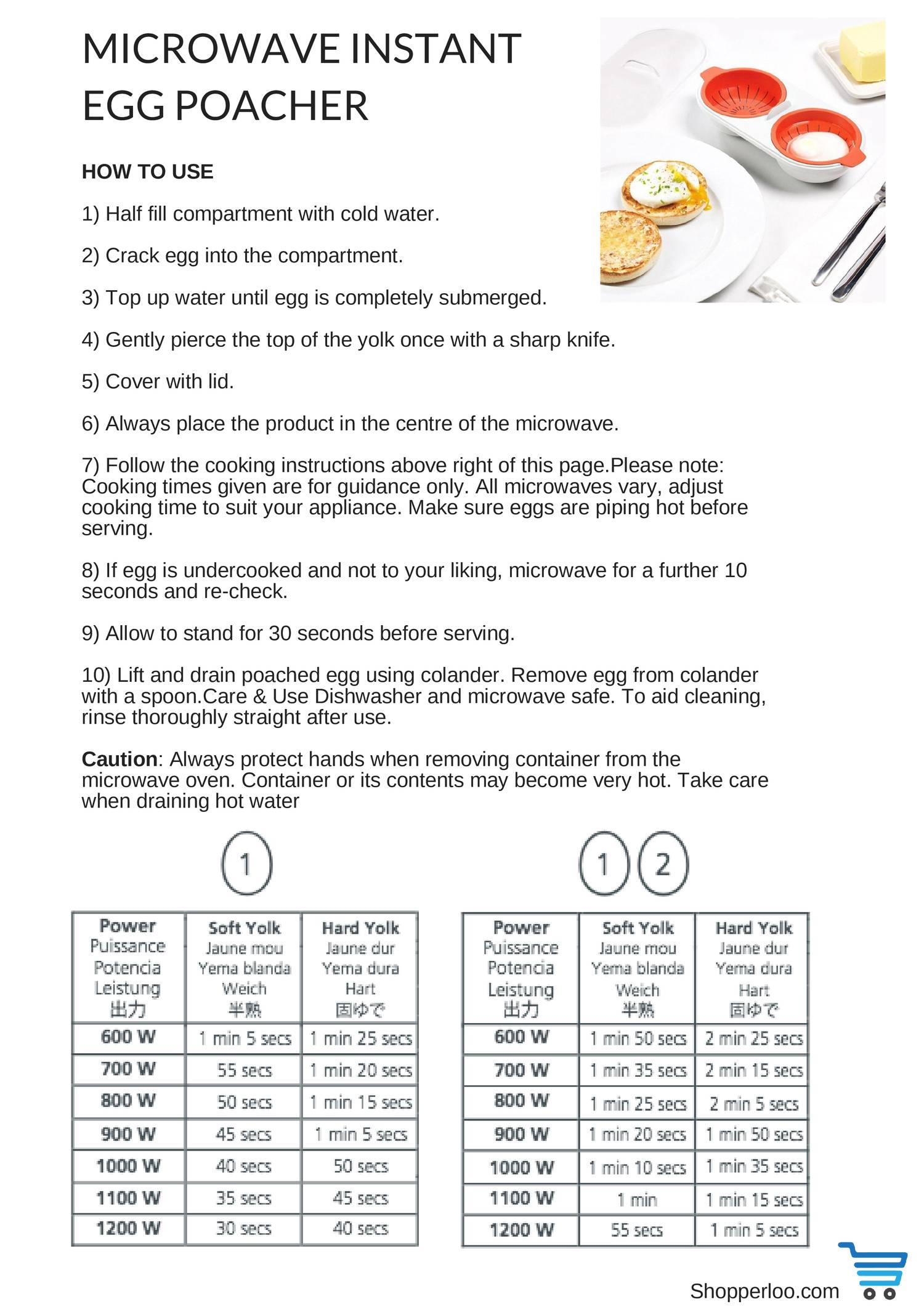 Eggpod 7071 Egg Cooker Wireless Microwave Instruction Manual