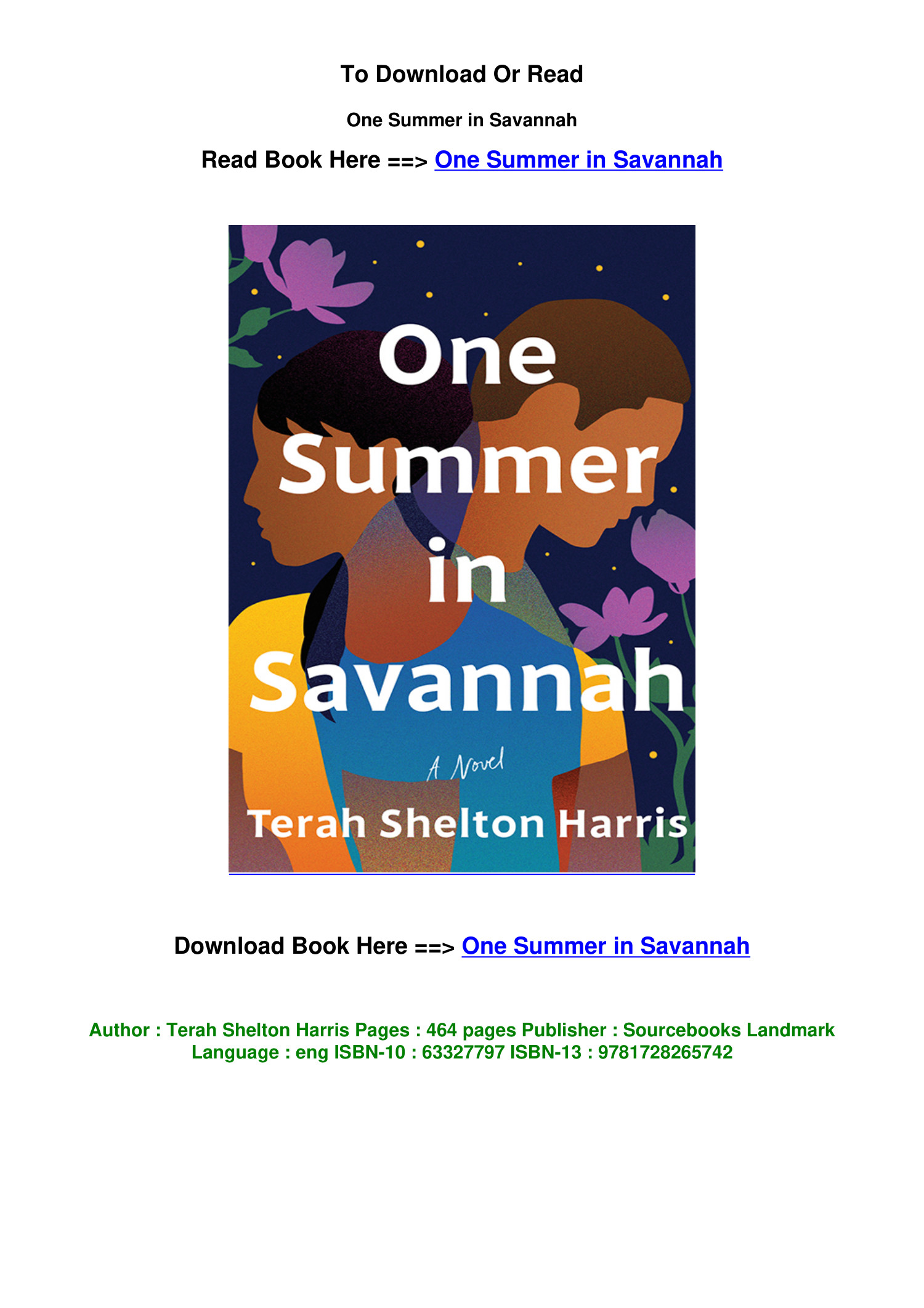 Pdf Download One Summer In Savannah By Terah Shelton Harris.pdf | DocDroid