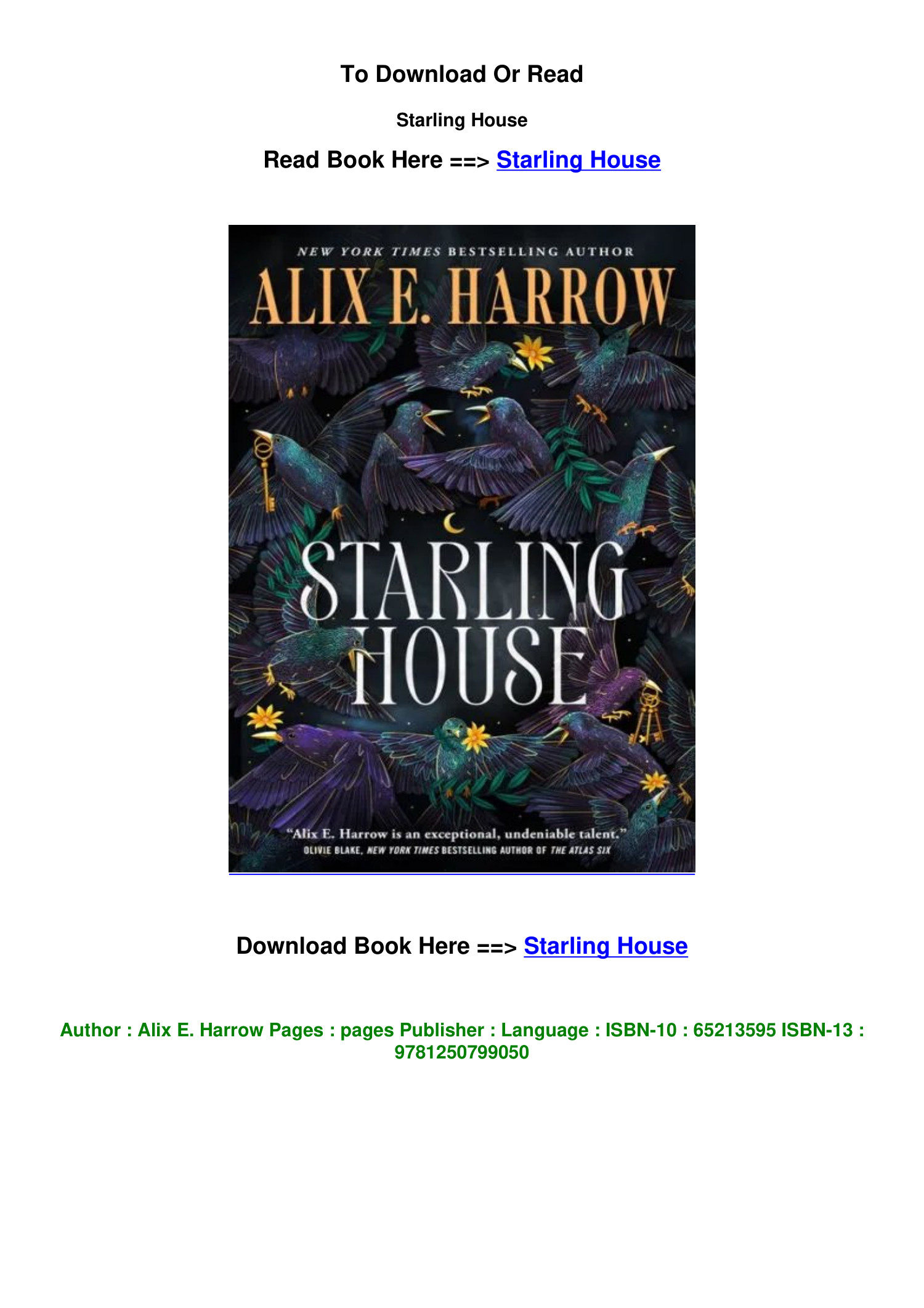 Pdf download Starling House By Alix E Harrow.pdf | DocDroid