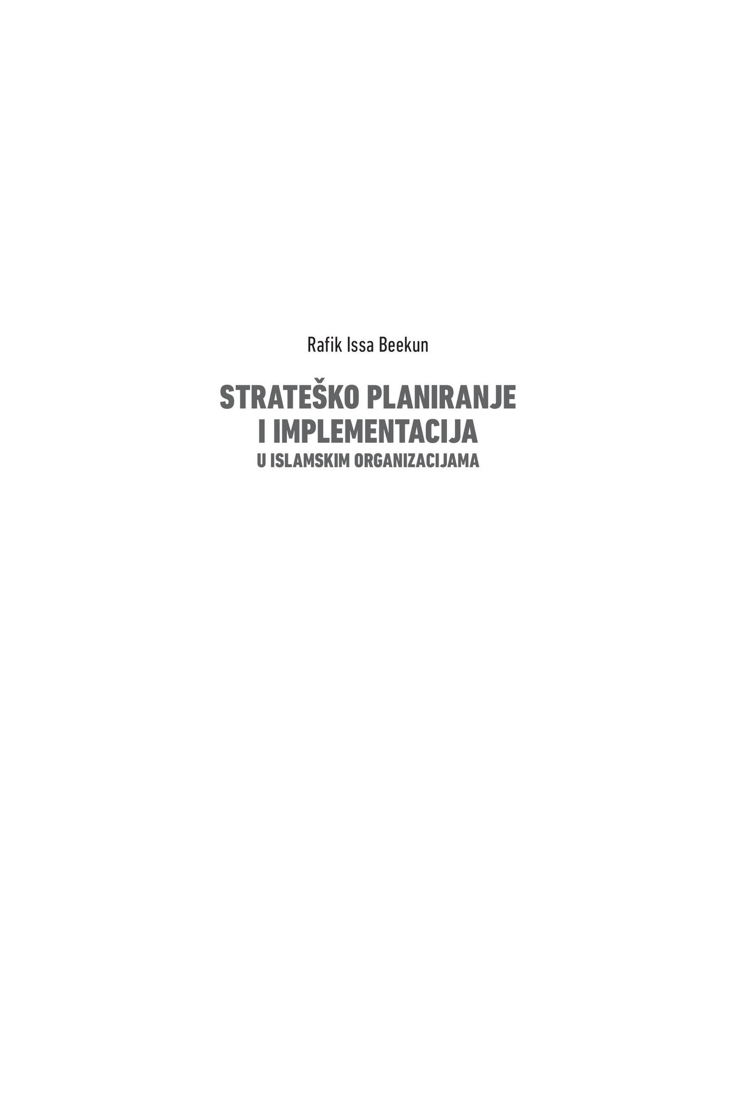 Strateško Planiranje I Implementacija U Islamskim Organizacijama ...