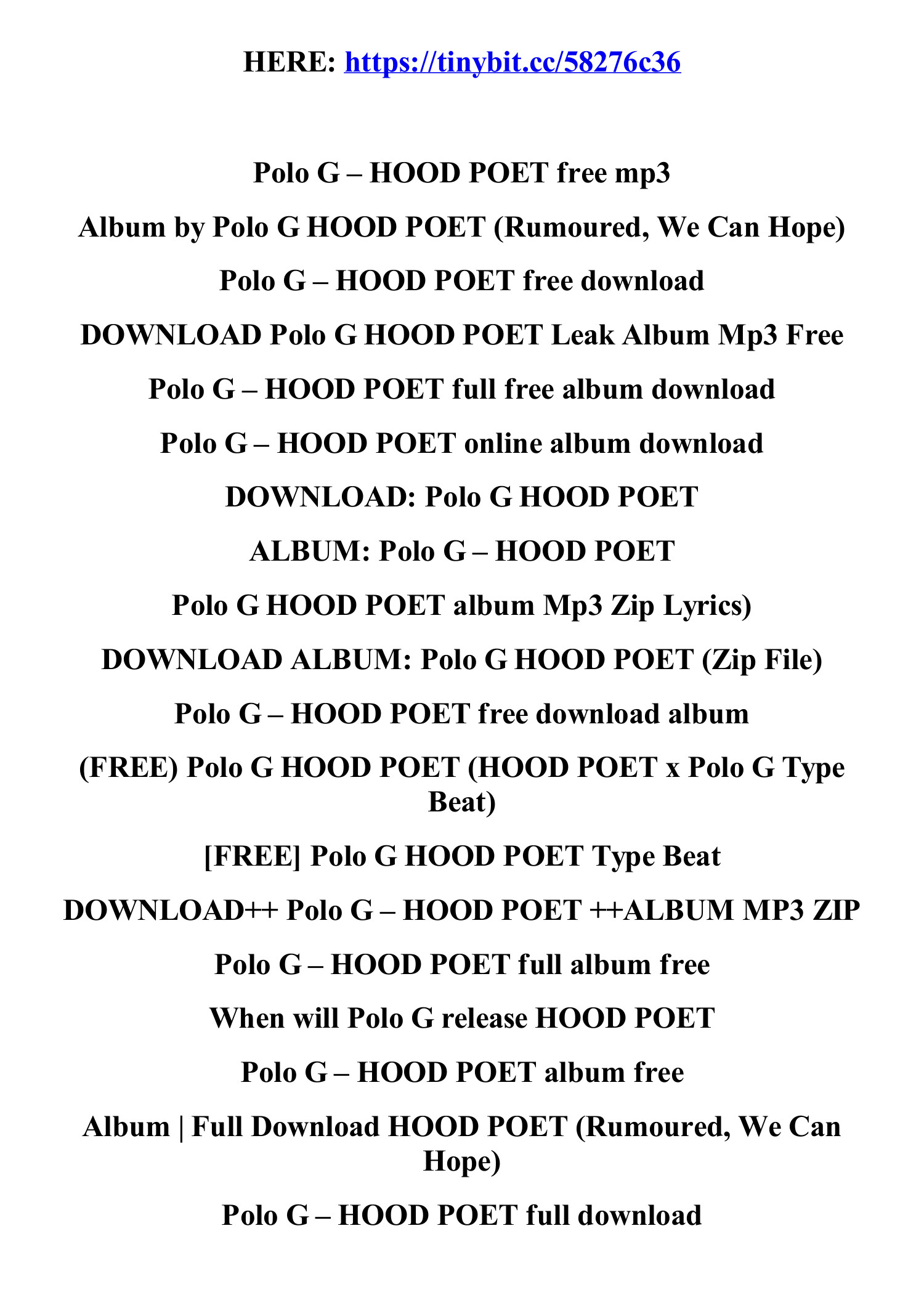 Polo G's New Album 'Hood Poet': Release Info