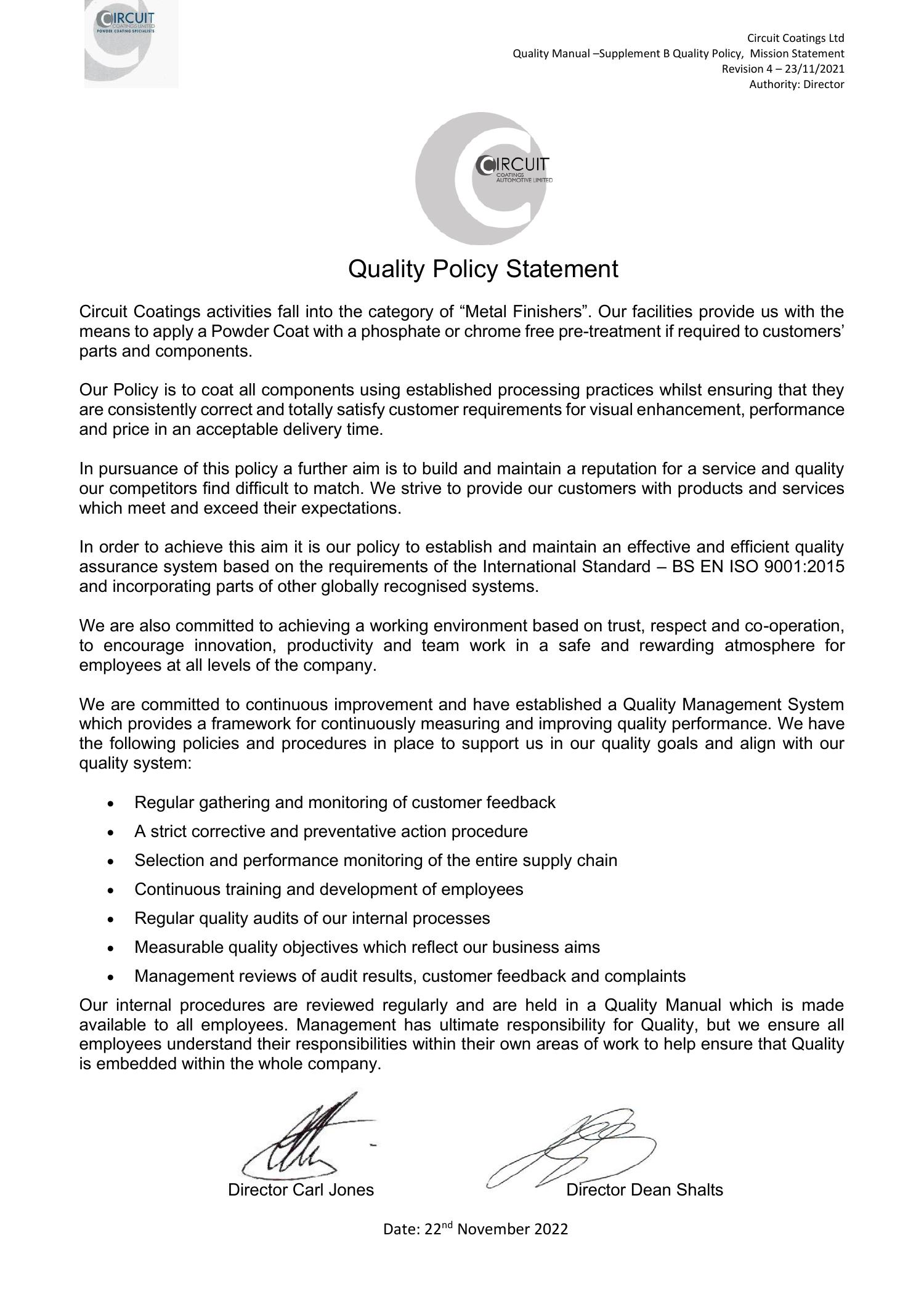 Supplement B Quality Policy Statement.docx | DocDroid