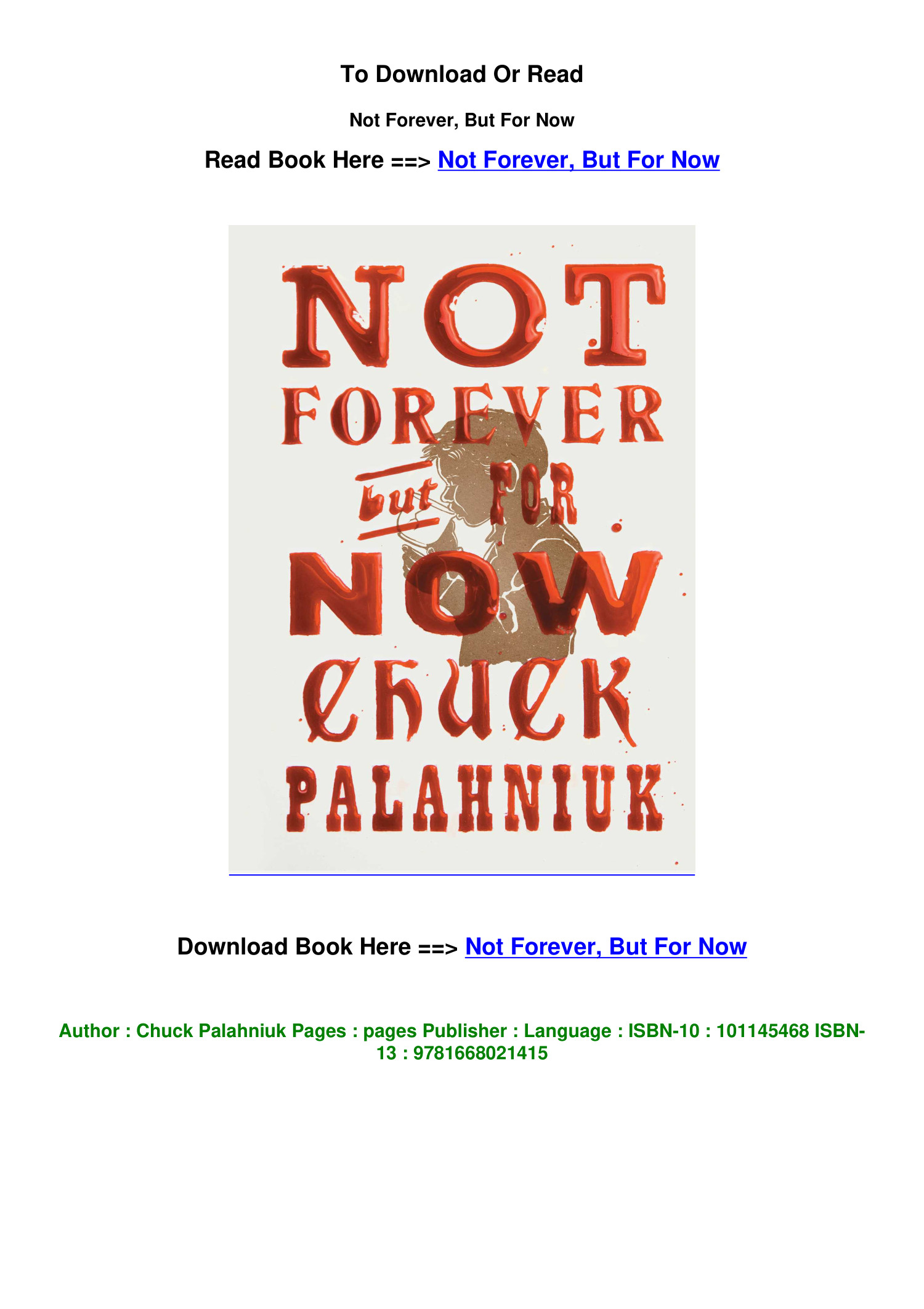 PDF Download Not Forever But For Now By Chuck Palahniuk.pdf DocDroid